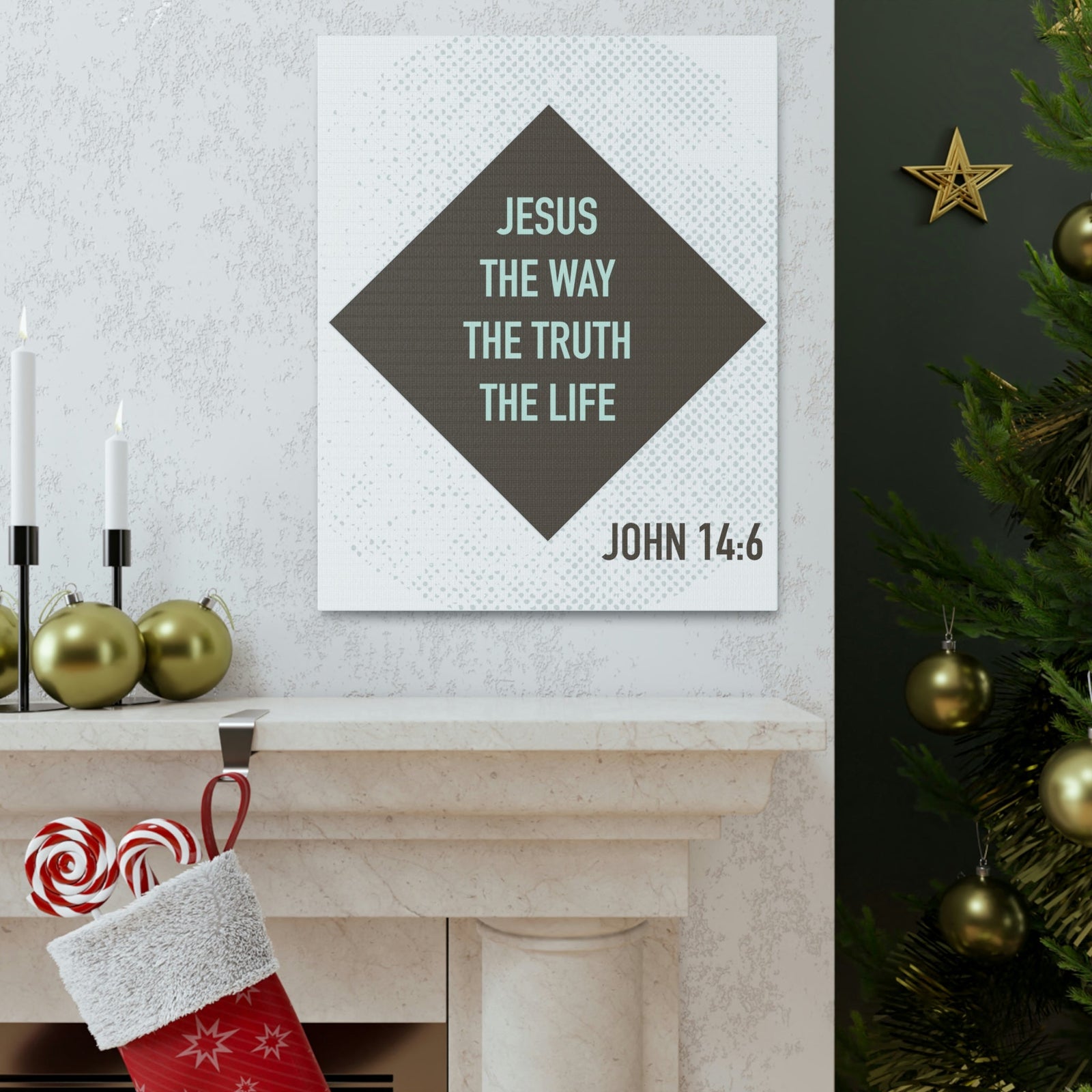 Scripture Walls Jesus The Way The Truth John 14:6 Diamond Christian Wall Art Bible Verse Print Ready To Hang Unframed-Express Your Love Gifts