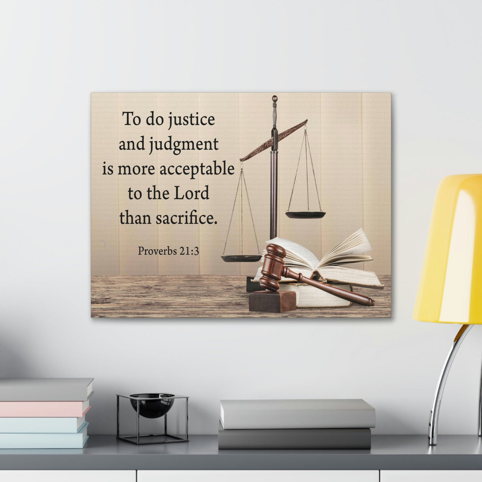 Scripture Walls Judgment and Justice Proverbs 21:3 Bible Verse Canvas Christian Wall Art Ready to Hang Unframed-Express Your Love Gifts