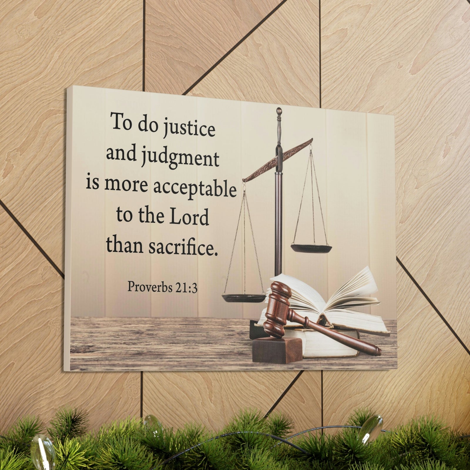 Scripture Walls Judgment and Justice Proverbs 21:3 Bible Verse Canvas Christian Wall Art Ready to Hang Unframed-Express Your Love Gifts