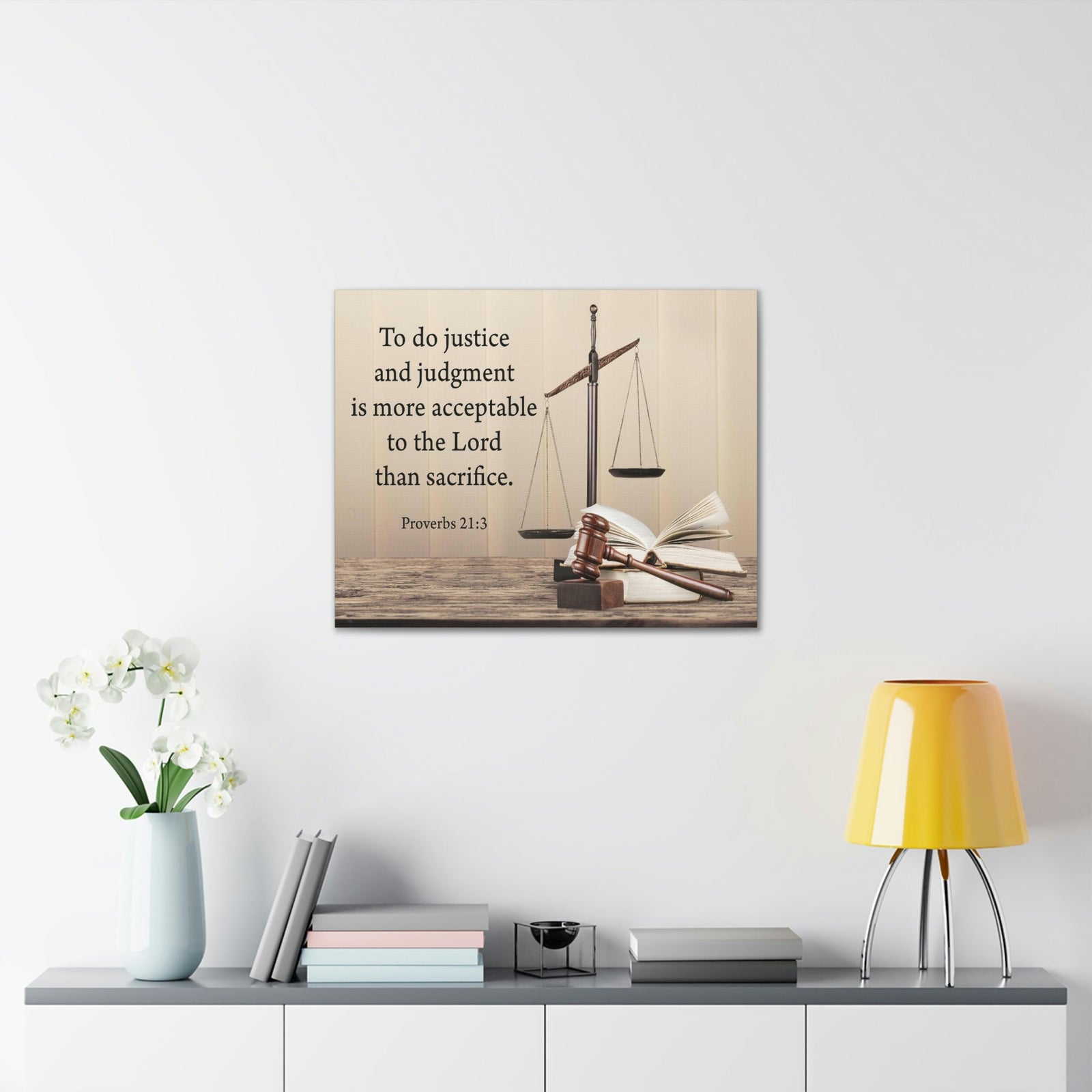 Scripture Walls Judgment and Justice Proverbs 21:3 Bible Verse Canvas Christian Wall Art Ready to Hang Unframed-Express Your Love Gifts