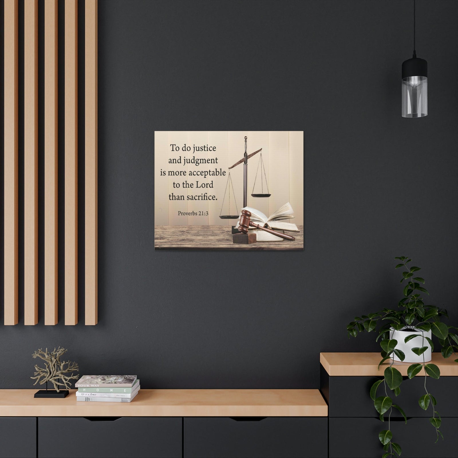 Scripture Walls Judgment and Justice Proverbs 21:3 Bible Verse Canvas Christian Wall Art Ready to Hang Unframed-Express Your Love Gifts