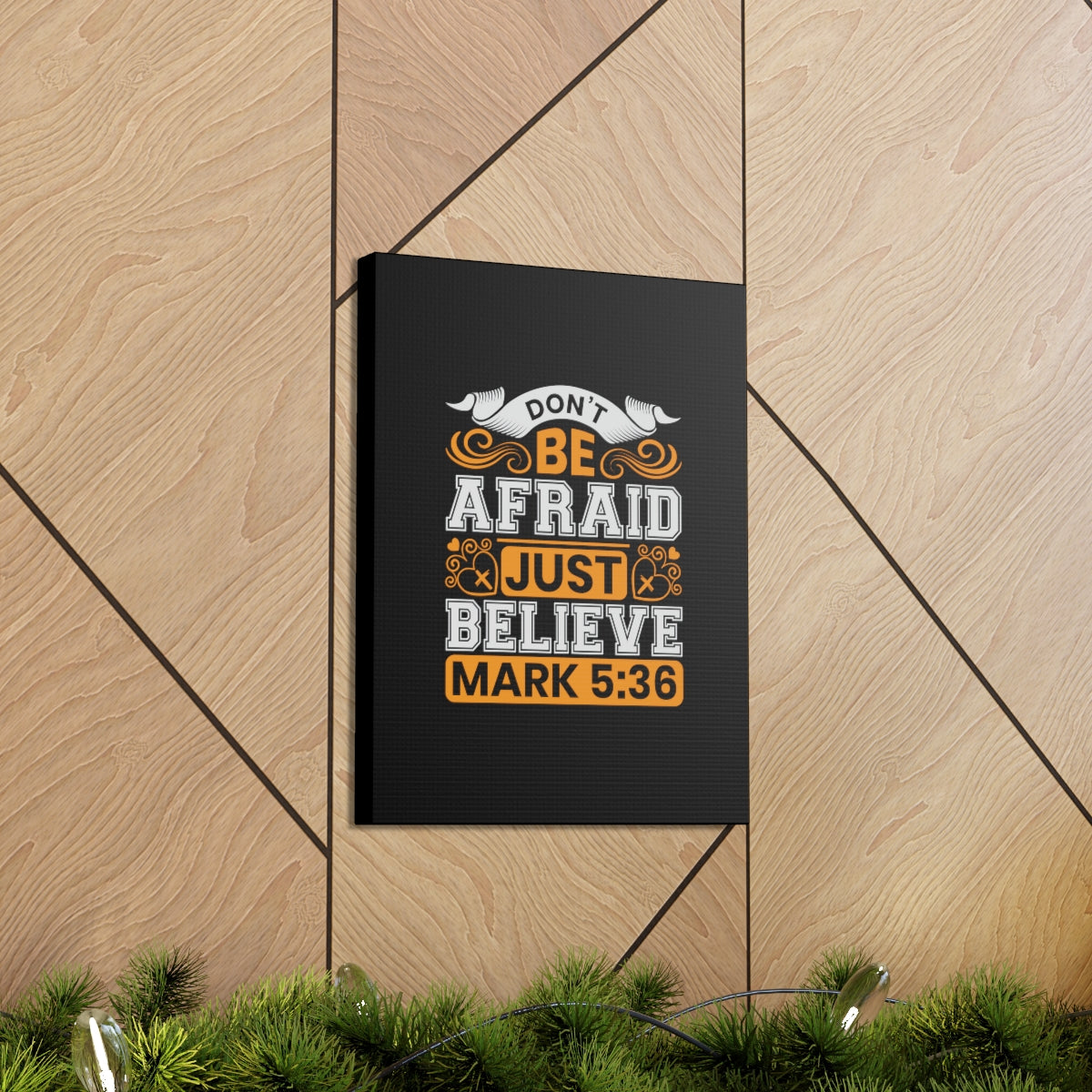 Scripture Walls Just Believe Mark 5:36 Orange Bible Verse Canvas Christian Wall Art Ready to Hang Unframed-Express Your Love Gifts