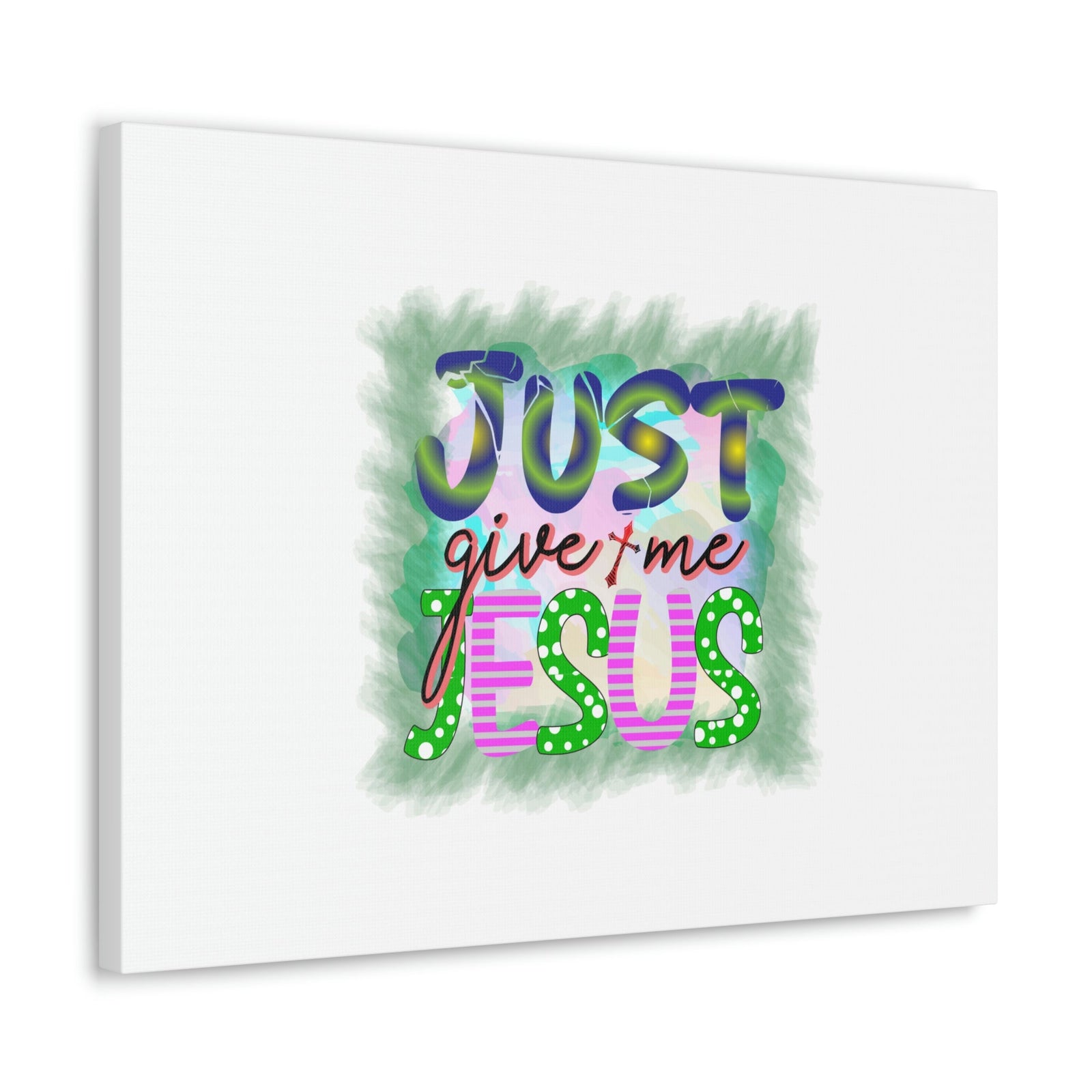 Scripture Walls Just Give Me Jesus John 3:16 Green Square Christian Wall Art Bible Verse Print Ready to Hang Unframed-Express Your Love Gifts