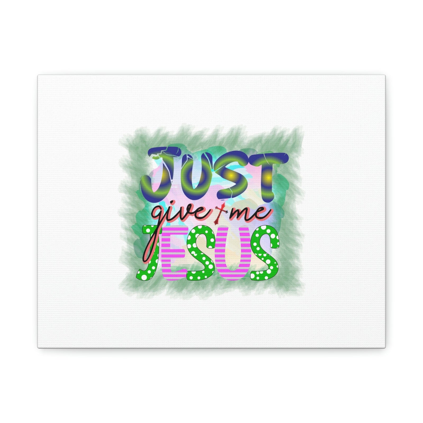 Scripture Walls Just Give Me Jesus John 3:16 Green Square Christian Wall Art Bible Verse Print Ready to Hang Unframed-Express Your Love Gifts