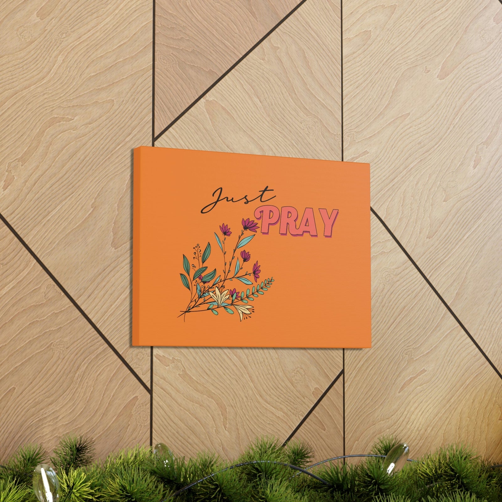 Scripture Walls Just Pray 1 Thessalonians 5:17 Orange Flower Christian Wall Art Bible Verse Print Ready to Hang Unframed-Express Your Love Gifts