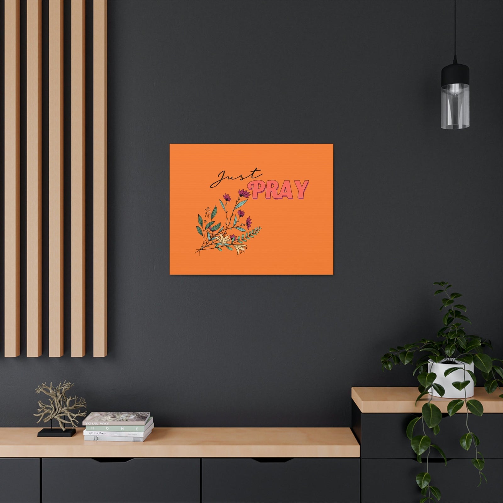 Scripture Walls Just Pray 1 Thessalonians 5:17 Orange Flower Christian Wall Art Bible Verse Print Ready to Hang Unframed-Express Your Love Gifts