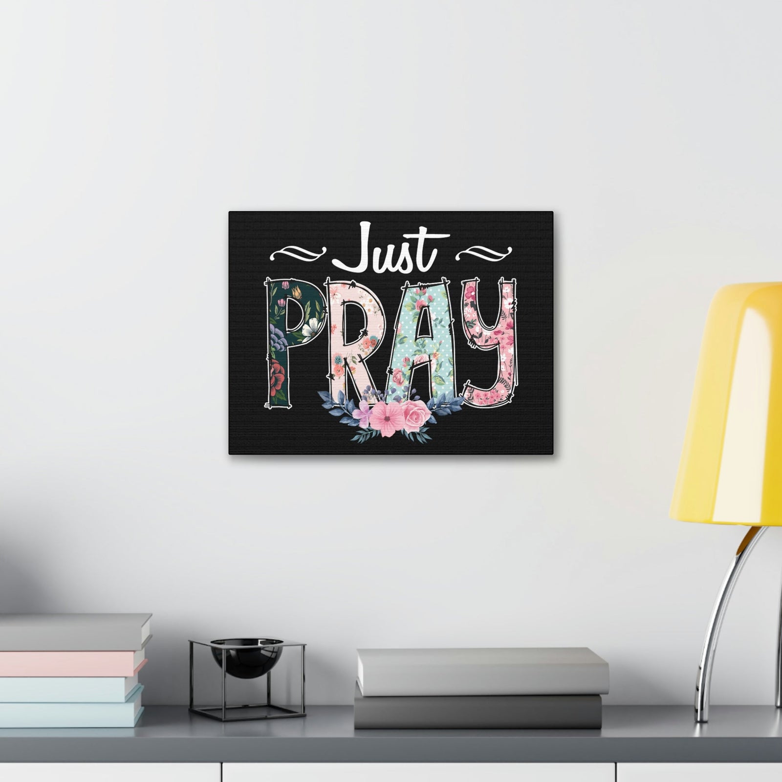 Scripture Walls Just Pray, 1 Thessalonians 5:17 Pink Flower Christian Wall Art Bible Verse Print Ready to Hang Unframed-Express Your Love Gifts