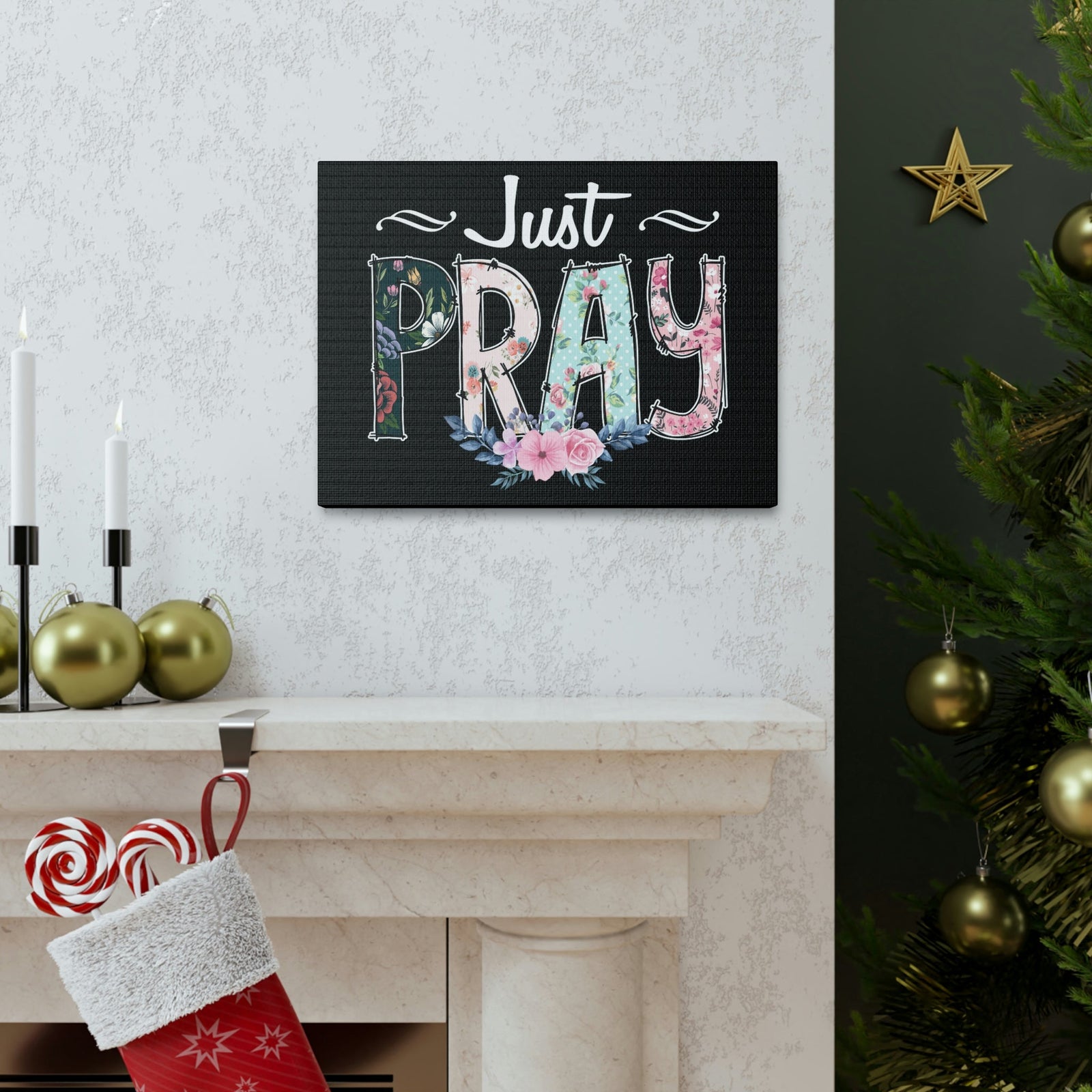 Scripture Walls Just Pray, 1 Thessalonians 5:17 Pink Flower Christian Wall Art Bible Verse Print Ready to Hang Unframed-Express Your Love Gifts