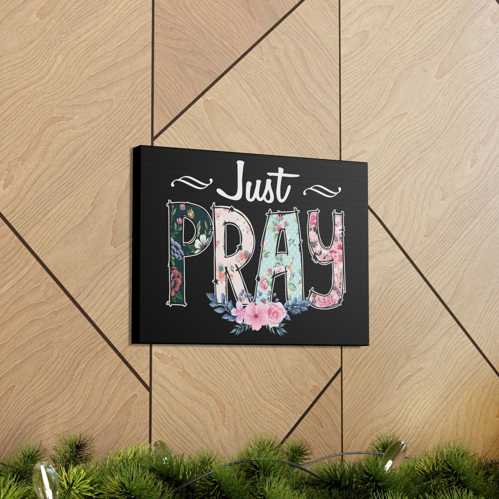 Scripture Walls Just Pray, 1 Thessalonians 5:17 Pink Flower Christian Wall Art Bible Verse Print Ready to Hang Unframed-Express Your Love Gifts