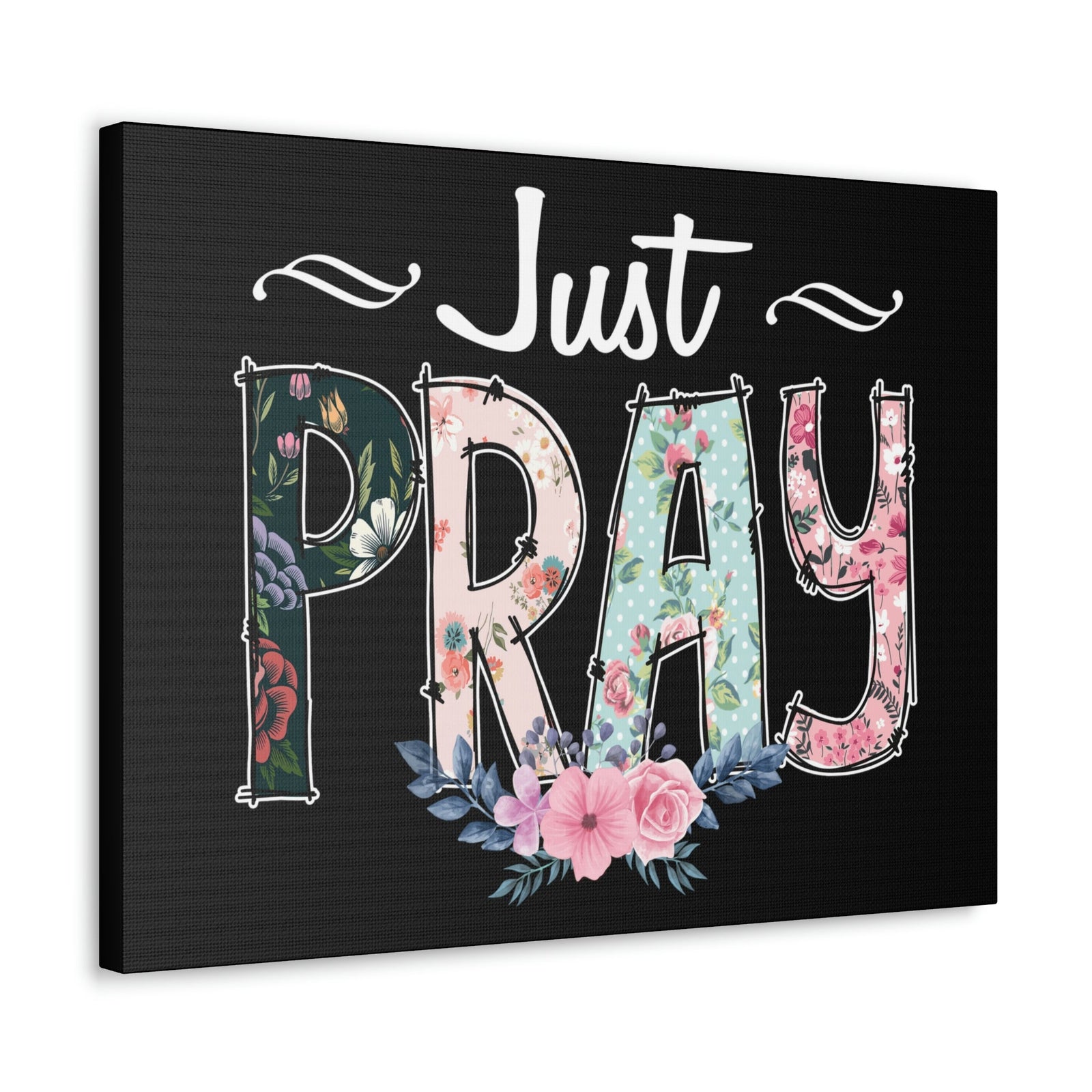 Scripture Walls Just Pray, 1 Thessalonians 5:17 Pink Flower Christian Wall Art Bible Verse Print Ready to Hang Unframed-Express Your Love Gifts