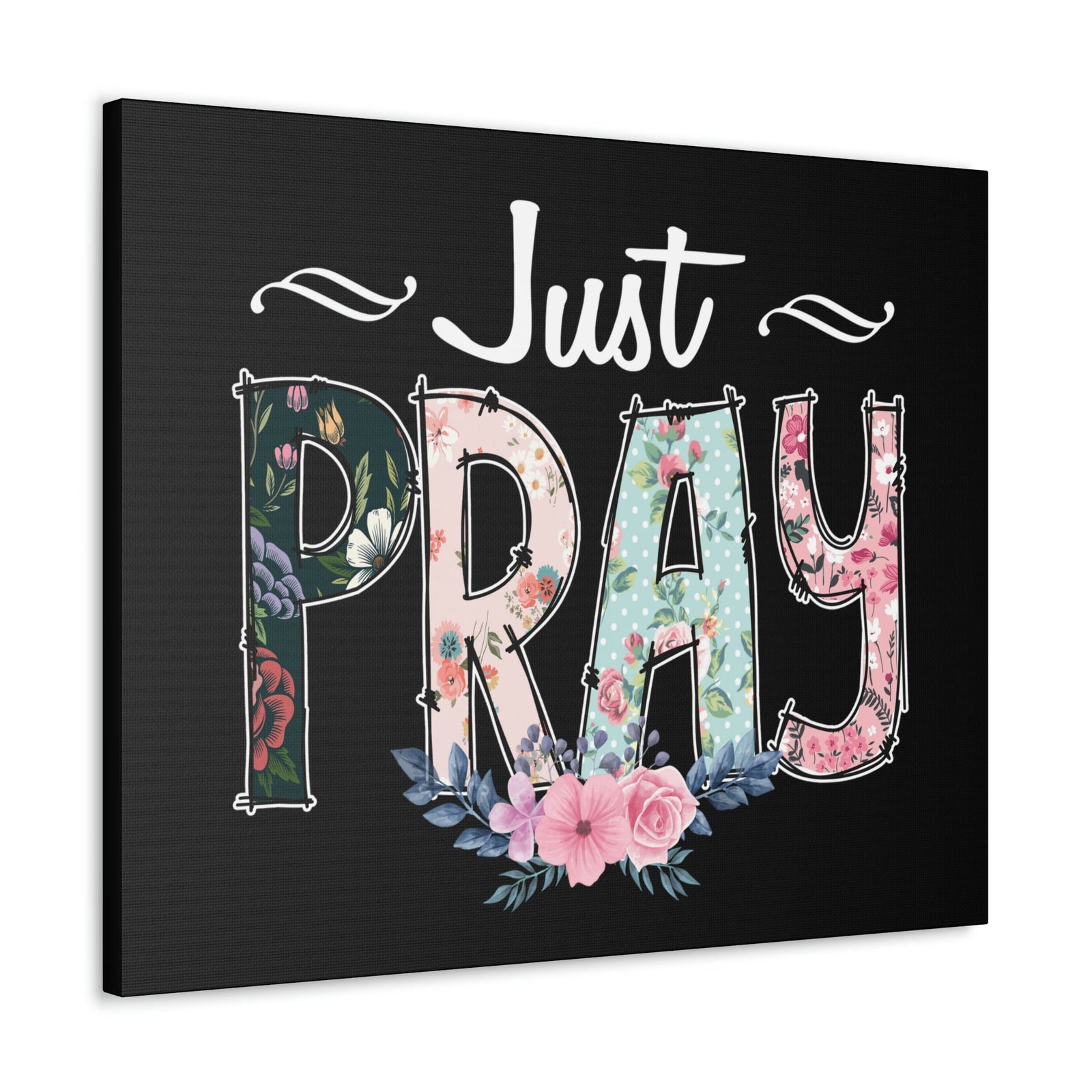 Scripture Walls Just Pray, 1 Thessalonians 5:17 Pink Flower Christian Wall Art Bible Verse Print Ready to Hang Unframed-Express Your Love Gifts