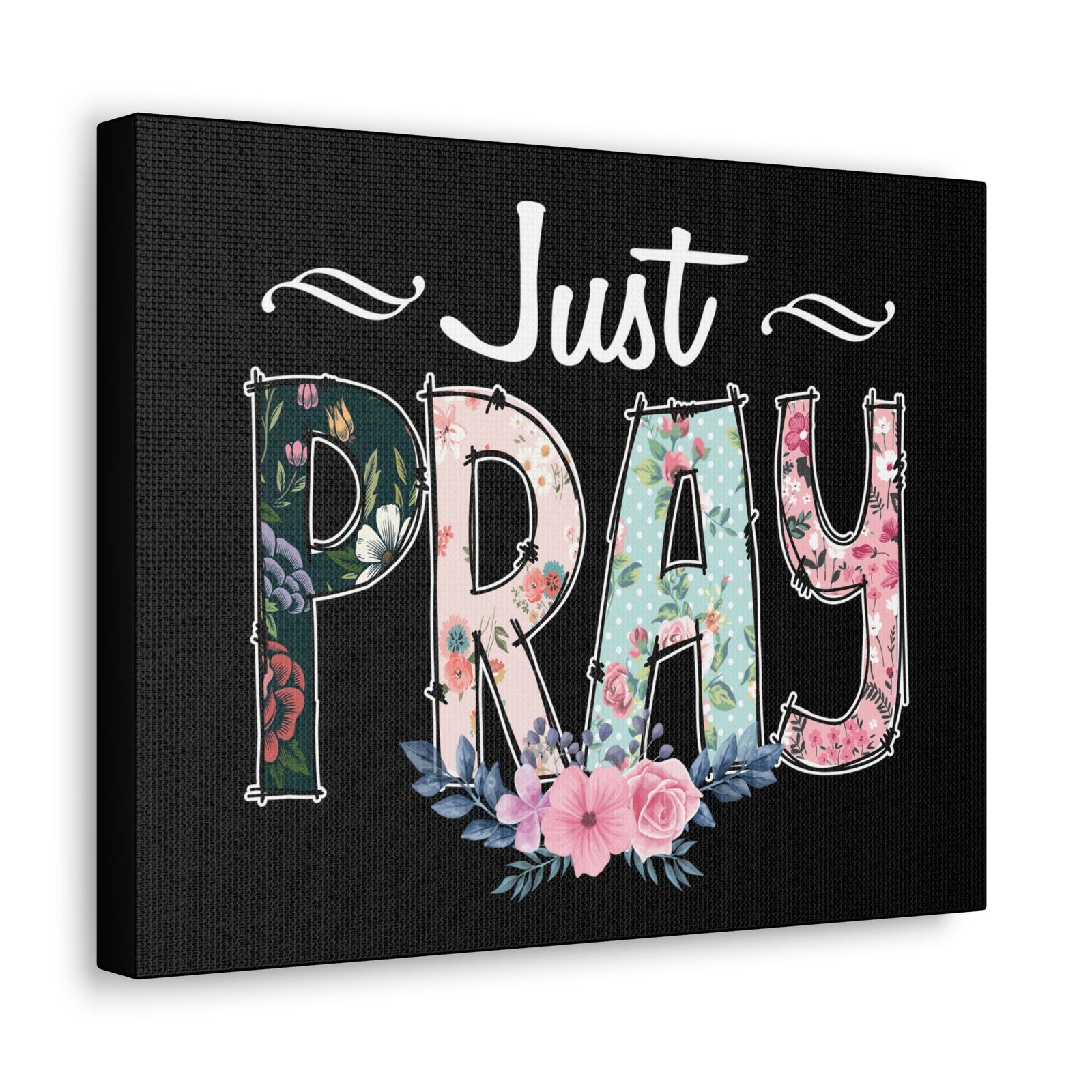 Scripture Walls Just Pray, 1 Thessalonians 5:17 Pink Flower Christian Wall Art Bible Verse Print Ready to Hang Unframed-Express Your Love Gifts