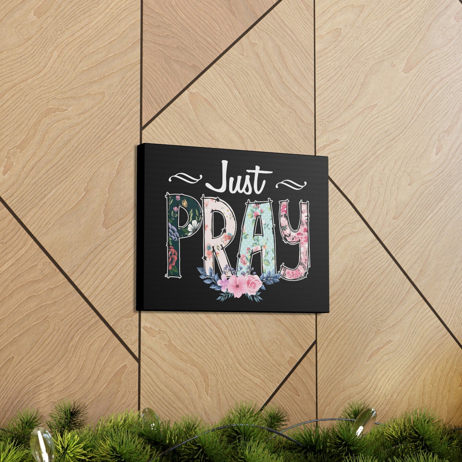 Scripture Walls Just Pray, 1 Thessalonians 5:17 Pink Flower Christian Wall Art Bible Verse Print Ready to Hang Unframed-Express Your Love Gifts