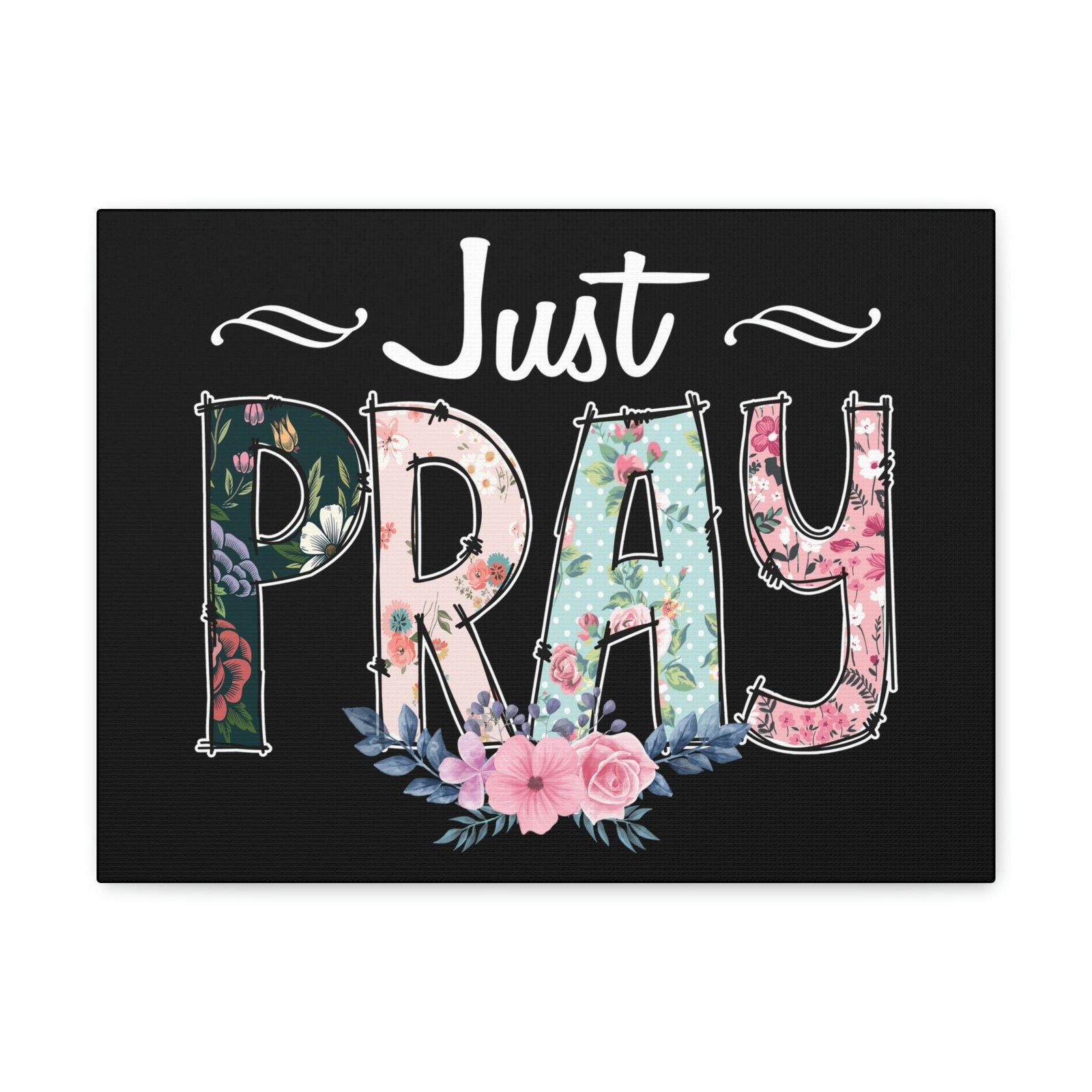 Scripture Walls Just Pray, 1 Thessalonians 5:17 Pink Flower Christian Wall Art Bible Verse Print Ready to Hang Unframed-Express Your Love Gifts