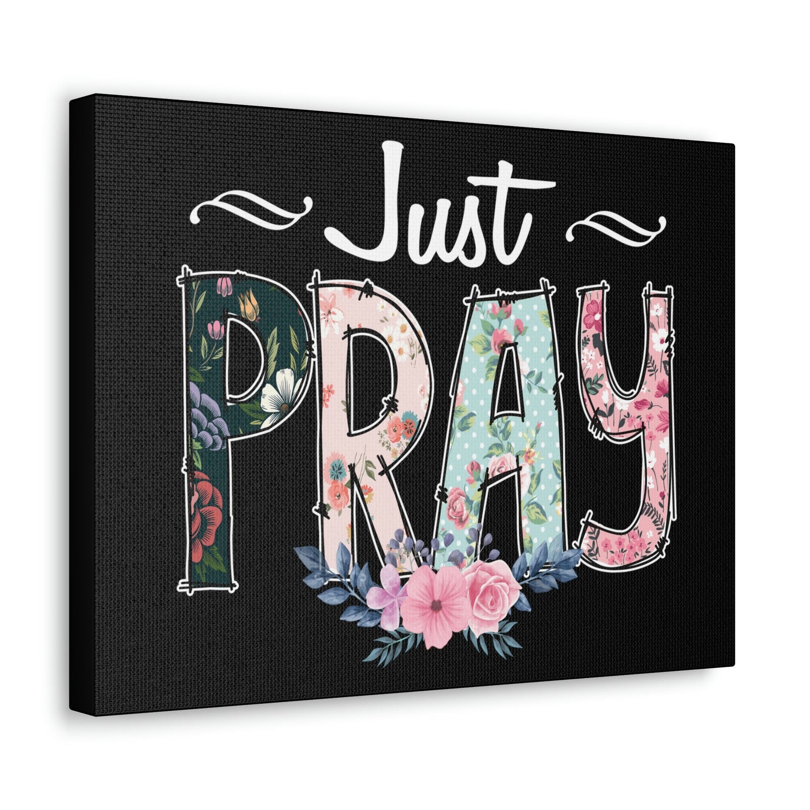Scripture Walls Just Pray, 1 Thessalonians 5:17 Pink Flower Christian Wall Art Bible Verse Print Ready to Hang Unframed-Express Your Love Gifts