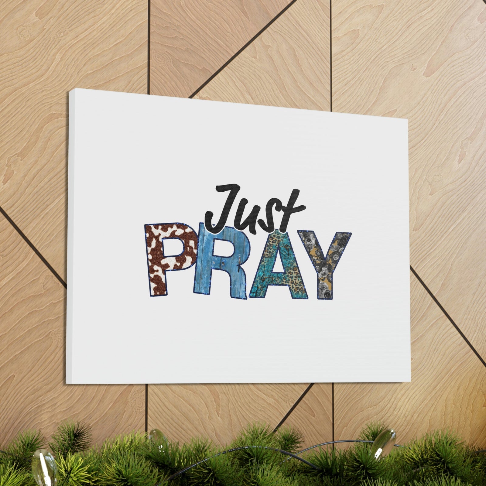Scripture Walls Just Pray Ephesians 6:18 White Christian Wall Art Bible Verse Print Ready to Hang Unframed-Express Your Love Gifts
