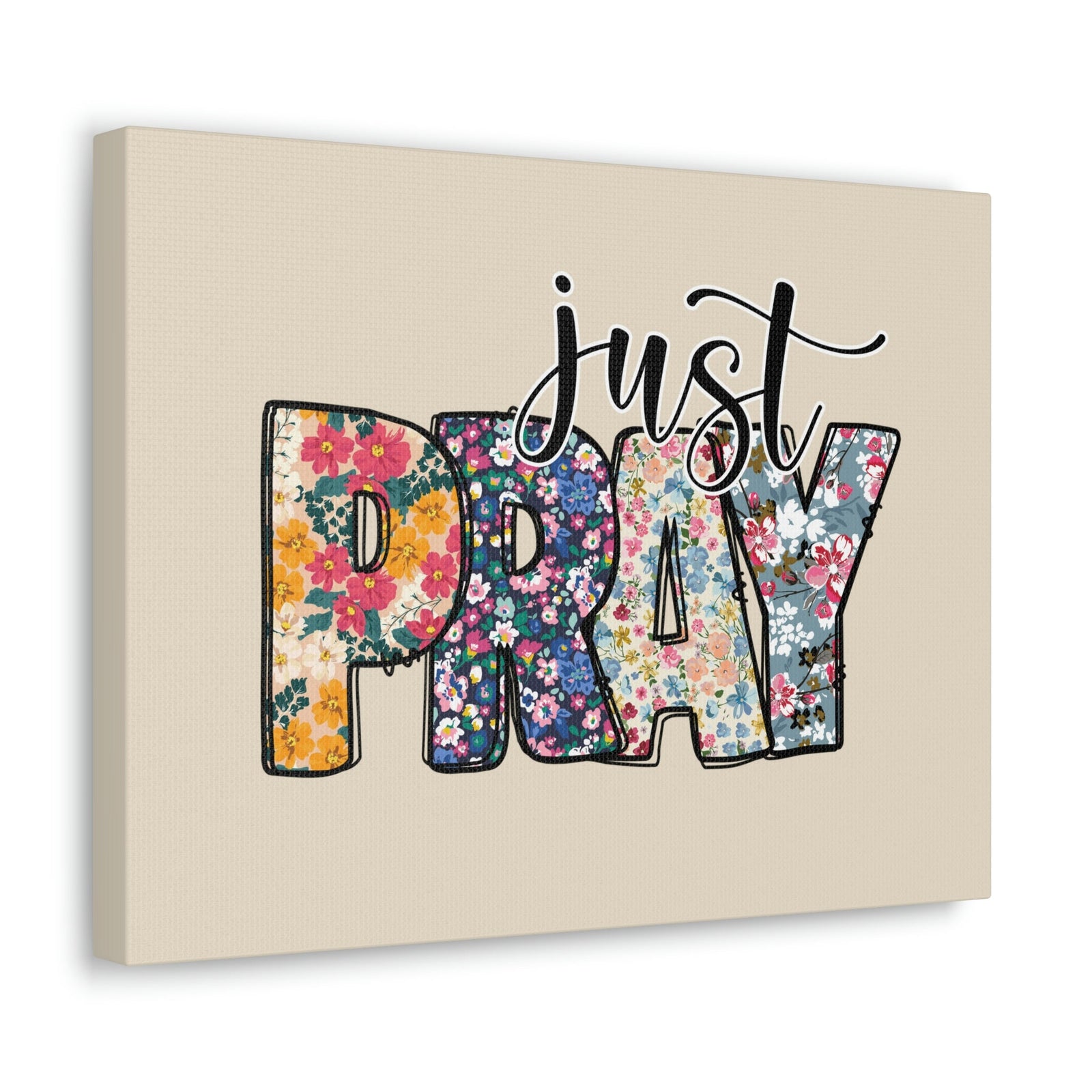 Scripture Walls Just Pray Floral Pastel Romans 12:12 Bible Verse Canvas Christian Wall Art Ready to Hang Unframed-Express Your Love Gifts