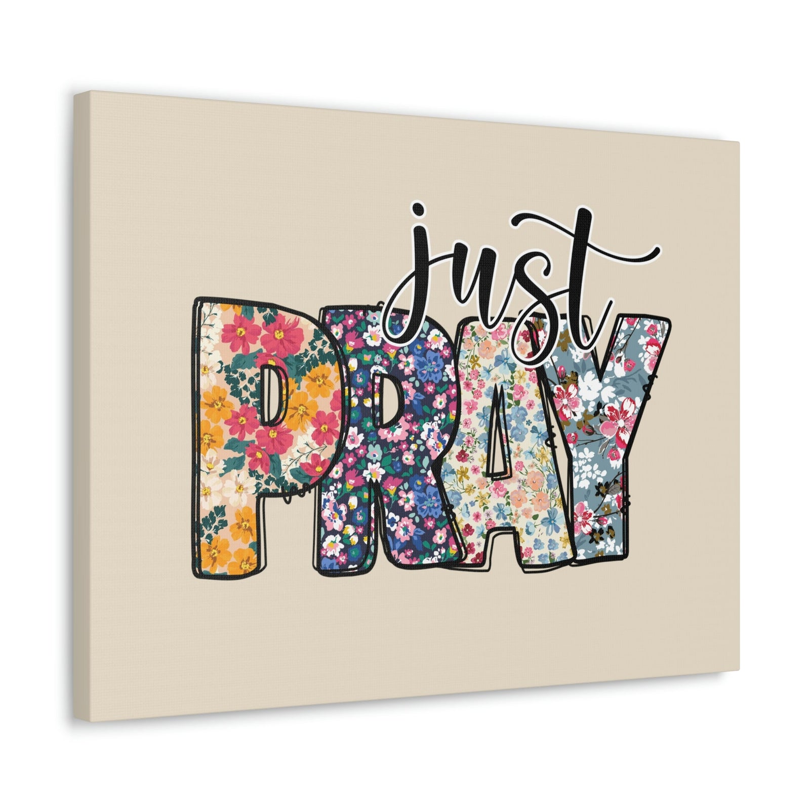 Scripture Walls Just Pray Floral Pastel Romans 12:12 Bible Verse Canvas Christian Wall Art Ready to Hang Unframed-Express Your Love Gifts