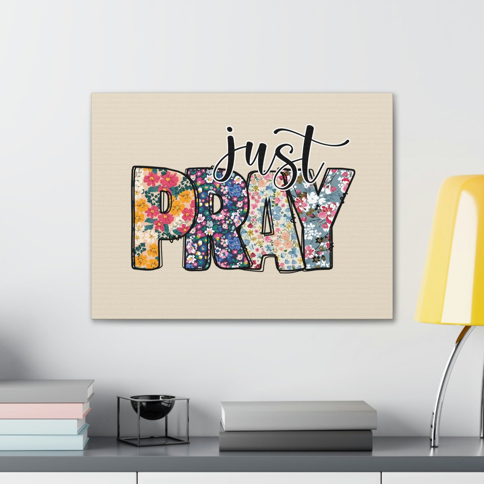 Scripture Walls Just Pray Floral Pastel Romans 12:12 Bible Verse Canvas Christian Wall Art Ready to Hang Unframed-Express Your Love Gifts