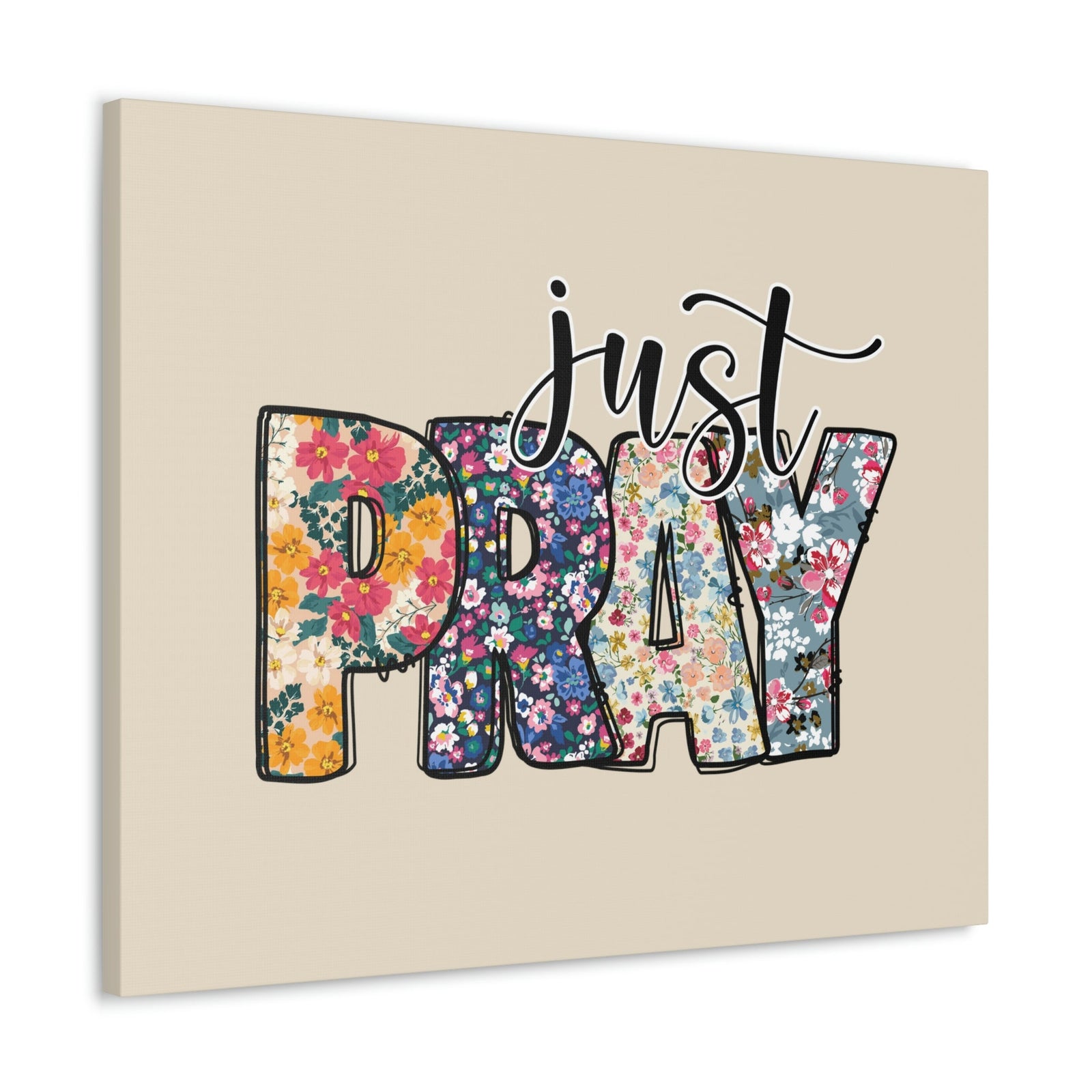 Scripture Walls Just Pray Floral Pastel Romans 12:12 Bible Verse Canvas Christian Wall Art Ready to Hang Unframed-Express Your Love Gifts