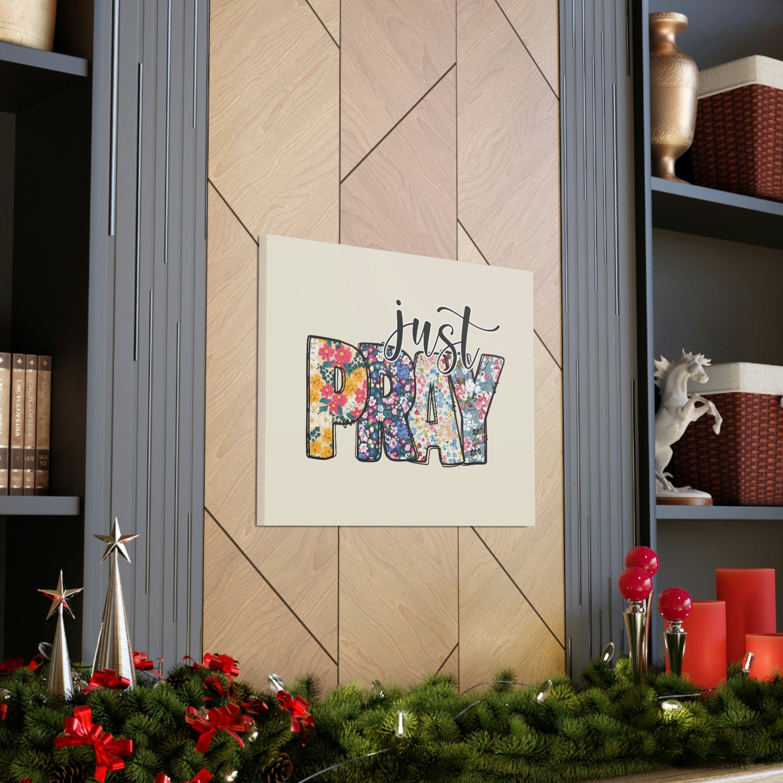 Scripture Walls Just Pray Floral Pastel Romans 12:12 Bible Verse Canvas Christian Wall Art Ready to Hang Unframed-Express Your Love Gifts