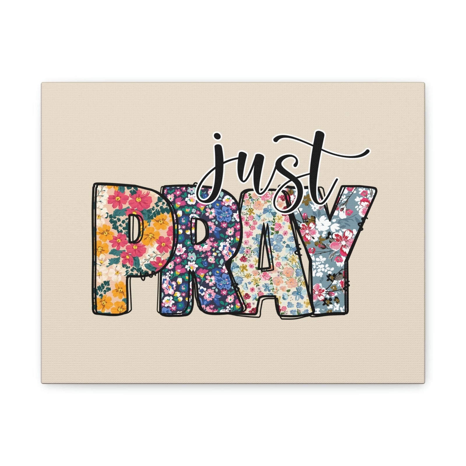 Scripture Walls Just Pray Floral Pastel Romans 12:12 Bible Verse Canvas Christian Wall Art Ready to Hang Unframed-Express Your Love Gifts