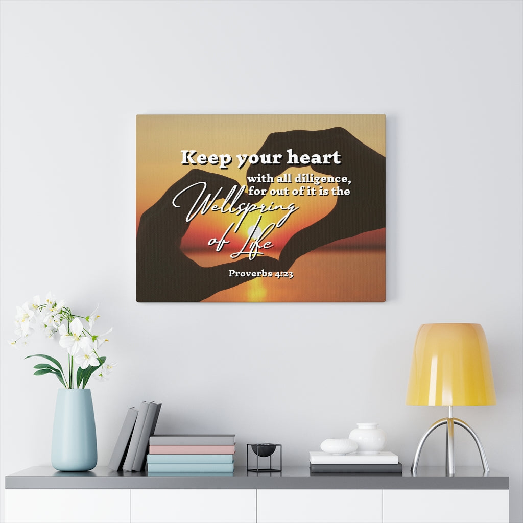 Scripture Walls Keep Your Heart Proverbs 4:23 Bible Verse Canvas Christian Wall Art Ready to Hang Unframed-Express Your Love Gifts