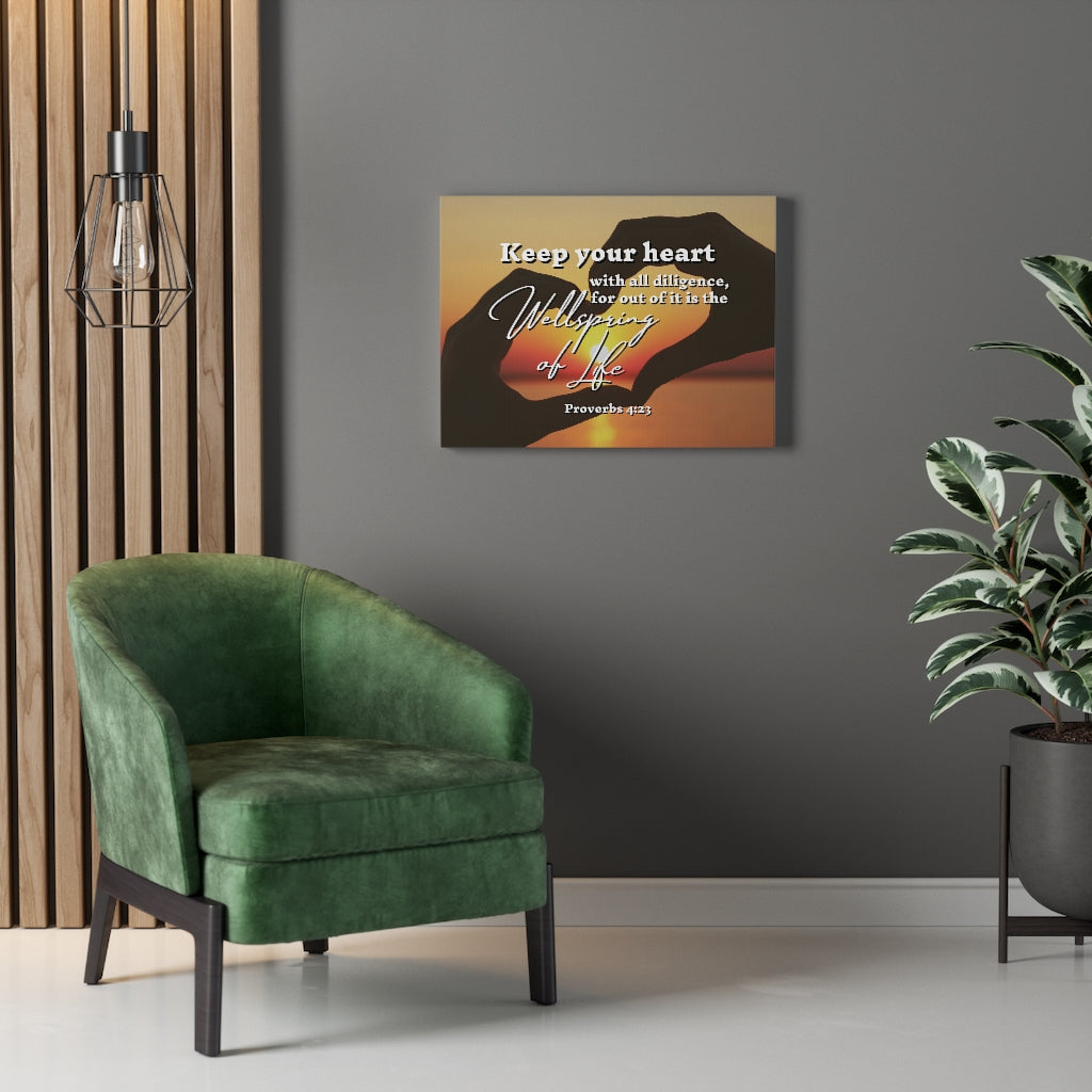 Scripture Walls Keep Your Heart Proverbs 4:23 Bible Verse Canvas Christian Wall Art Ready to Hang Unframed-Express Your Love Gifts