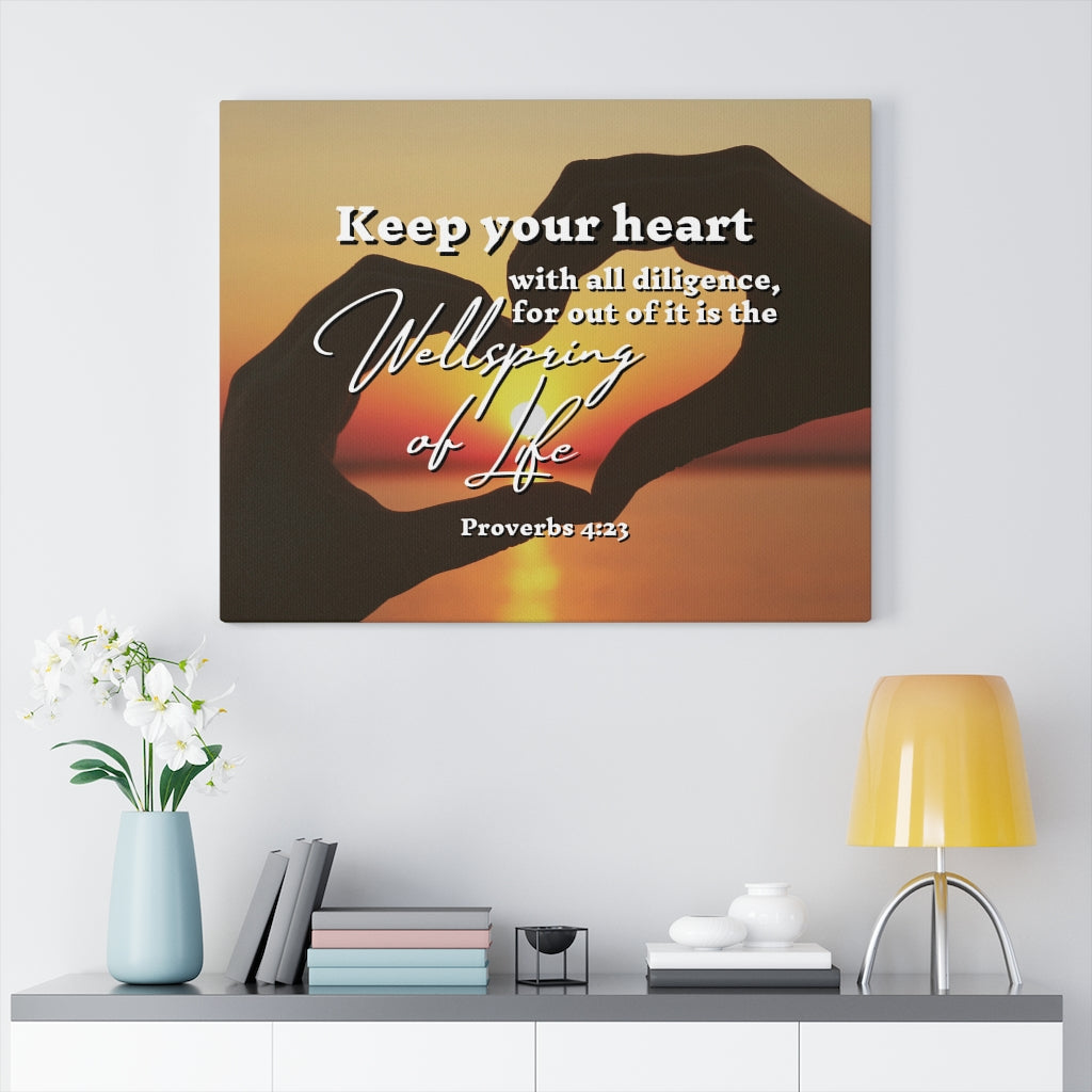 Scripture Walls Keep Your Heart Proverbs 4:23 Bible Verse Canvas Christian Wall Art Ready to Hang Unframed-Express Your Love Gifts