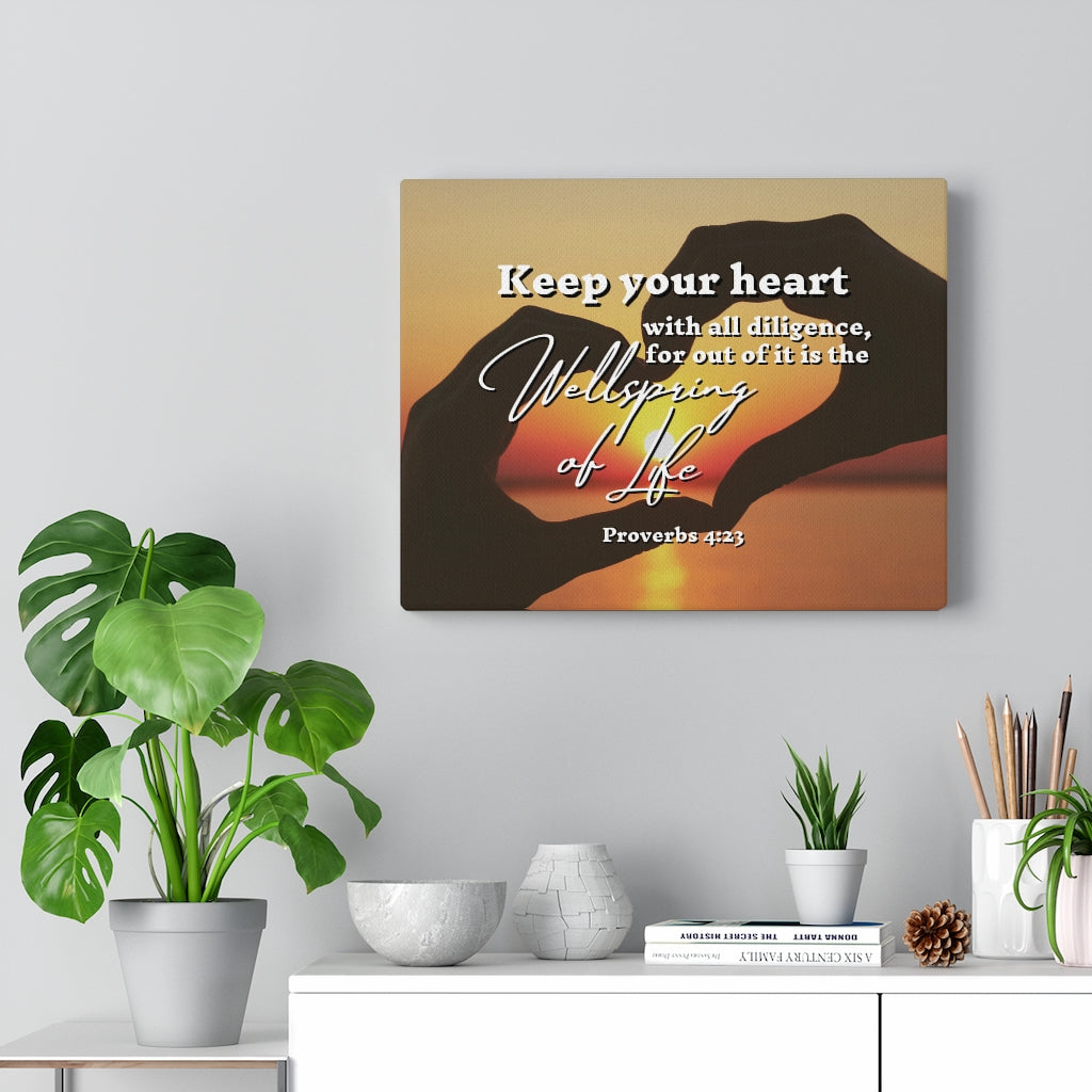 Scripture Walls Keep Your Heart Proverbs 4:23 Bible Verse Canvas Christian Wall Art Ready to Hang Unframed-Express Your Love Gifts