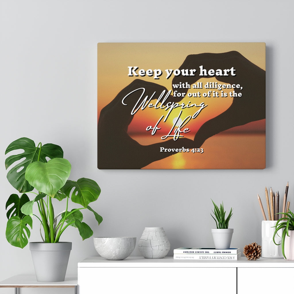 Scripture Walls Keep Your Heart Proverbs 4:23 Bible Verse Canvas Christian Wall Art Ready to Hang Unframed-Express Your Love Gifts