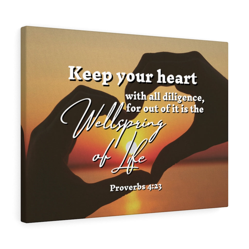 Scripture Walls Keep Your Heart Proverbs 4:23 Bible Verse Canvas Christian Wall Art Ready to Hang Unframed-Express Your Love Gifts