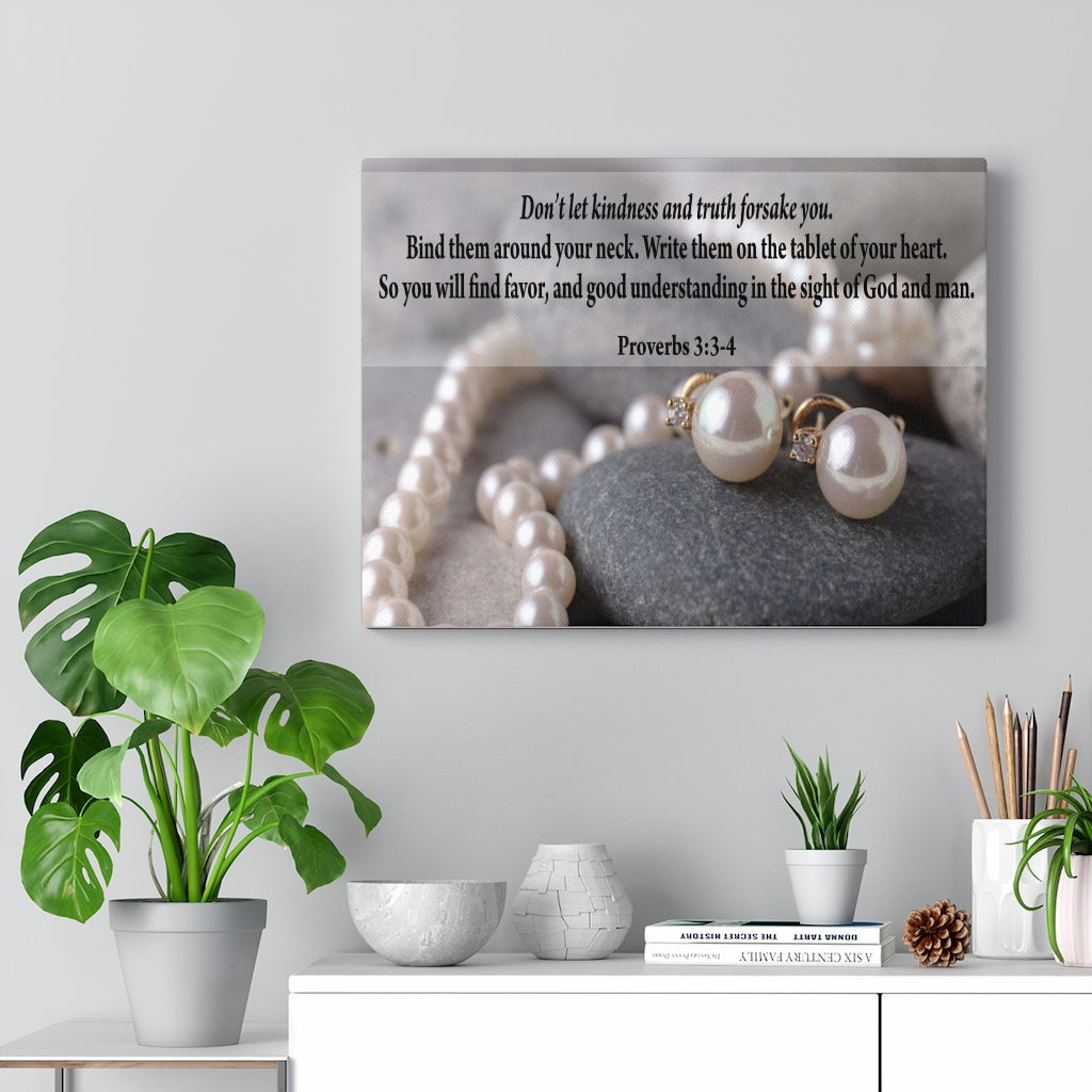 Scripture Walls Kindness and Truth Proverbs 3:3-4 Bible Verse Canvas Christian Wall Art Ready to Hang Unframed-Express Your Love Gifts