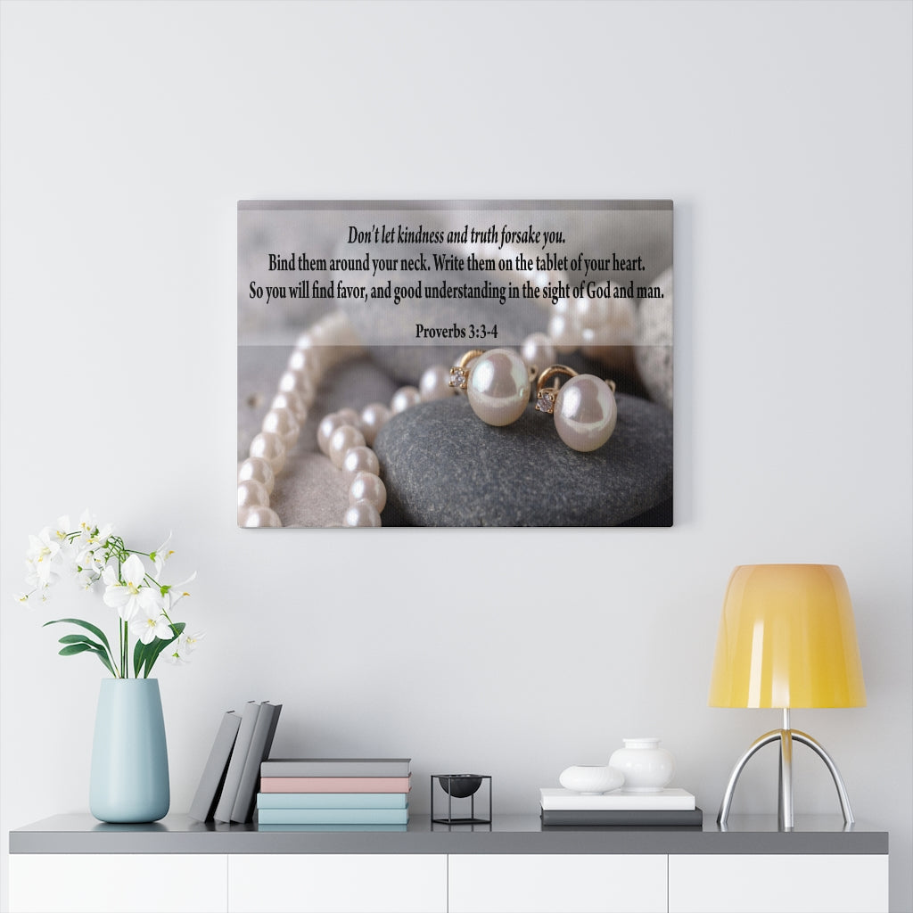 Scripture Walls Kindness and Truth Proverbs 3:3-4 Bible Verse Canvas Christian Wall Art Ready to Hang Unframed-Express Your Love Gifts