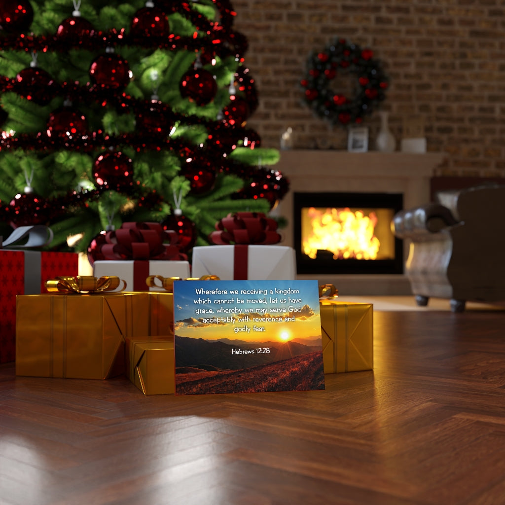 Scripture Walls Kingdom Hebrews 12:28 KJV Bible Verse Canvas Christian Wall Art Ready to Hang Unframed-Express Your Love Gifts