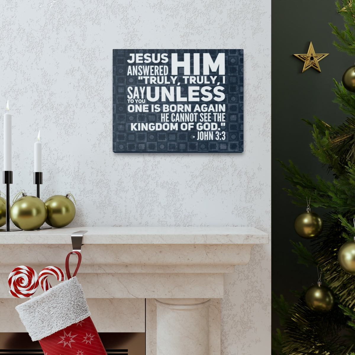 Scripture Walls Kingdom Of God John 3:3 Bible Verse Canvas Christian Wall Art Bible Verse Print Ready To Hang Unframed-Express Your Love Gifts