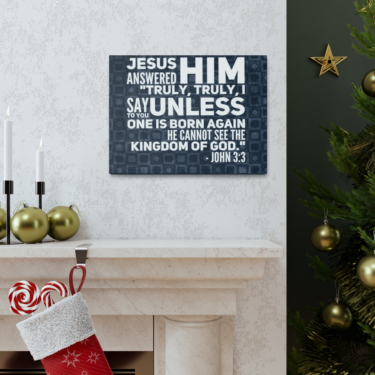 Scripture Walls Kingdom Of God John 3:3 Bible Verse Canvas Christian Wall Art Bible Verse Print Ready To Hang Unframed-Express Your Love Gifts