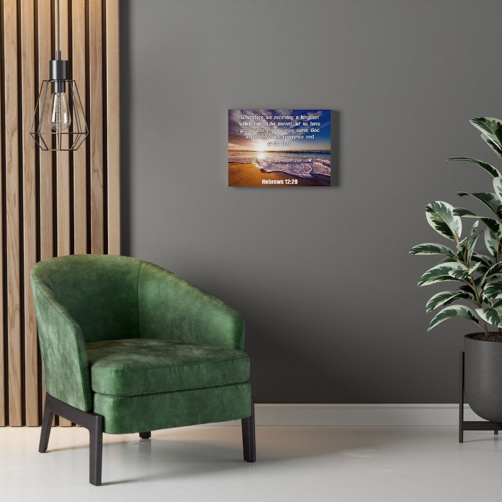 Scripture Walls Kingdom Sea Hebrews 12:28 KJV Bible Verse Canvas Christian Wall Art Ready to Hang Unframed-Express Your Love Gifts