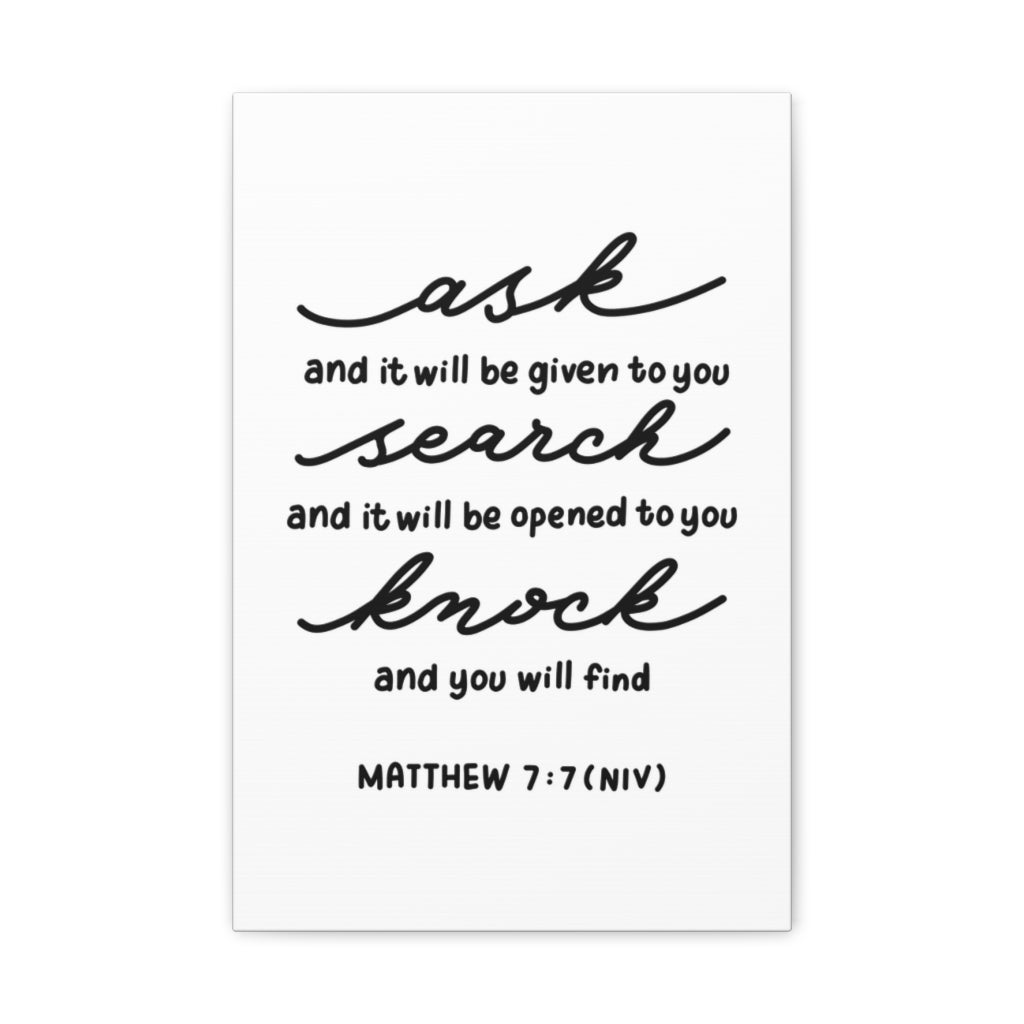 Scripture Walls Knock And You Will Find Matthew 7:7 Bible Verse Canvas Christian Wall Art Ready To Hang Unframed-Express Your Love Gifts