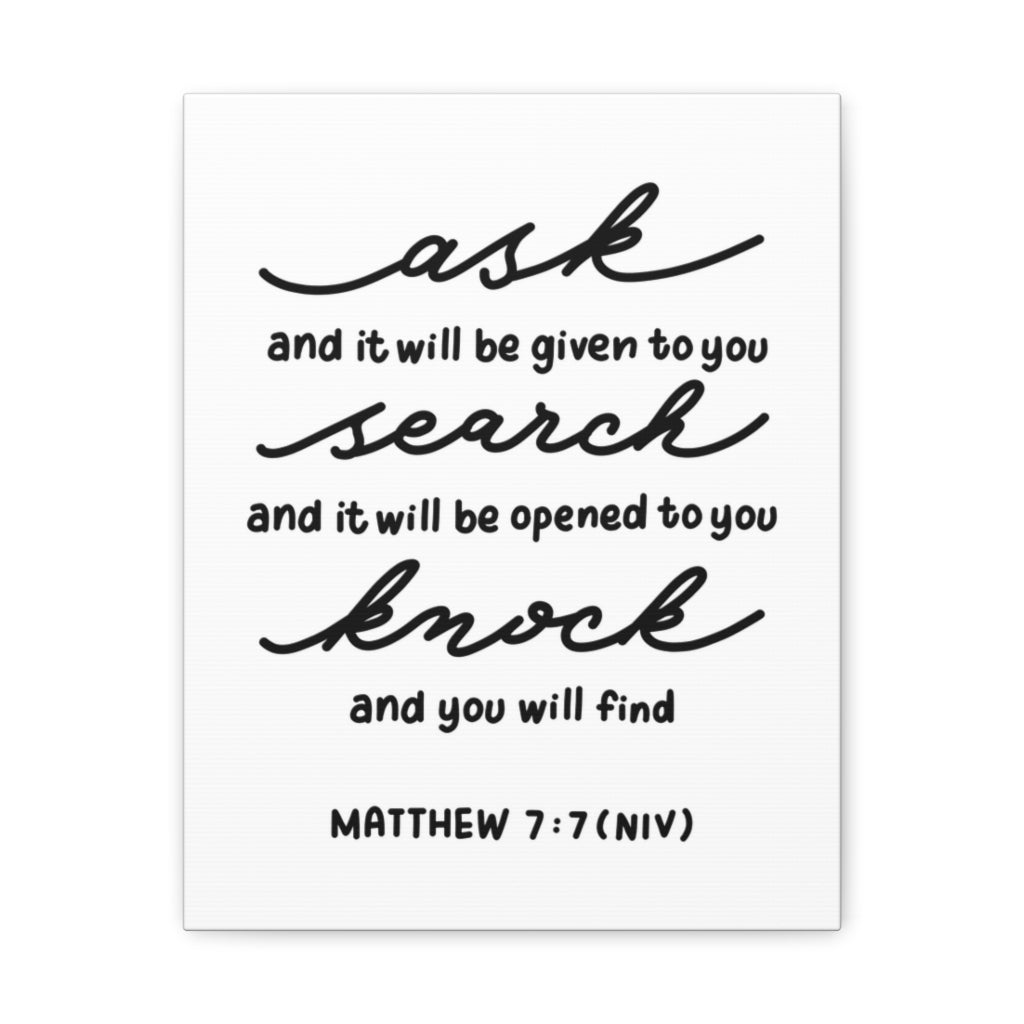 Scripture Walls Knock And You Will Find Matthew 7:7 Bible Verse Canvas Christian Wall Art Ready To Hang Unframed-Express Your Love Gifts