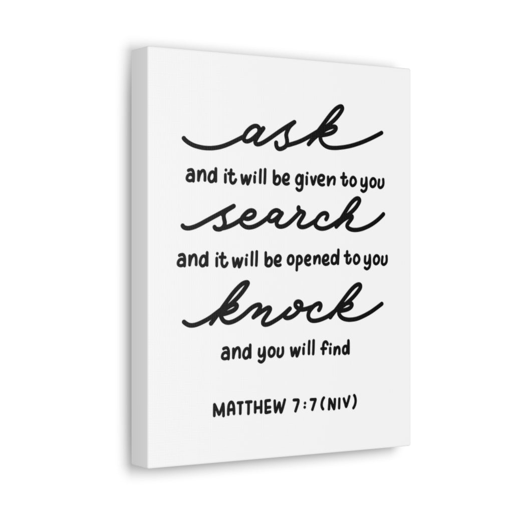 Scripture Walls Knock And You Will Find Matthew 7:7 Bible Verse Canvas Christian Wall Art Ready To Hang Unframed-Express Your Love Gifts