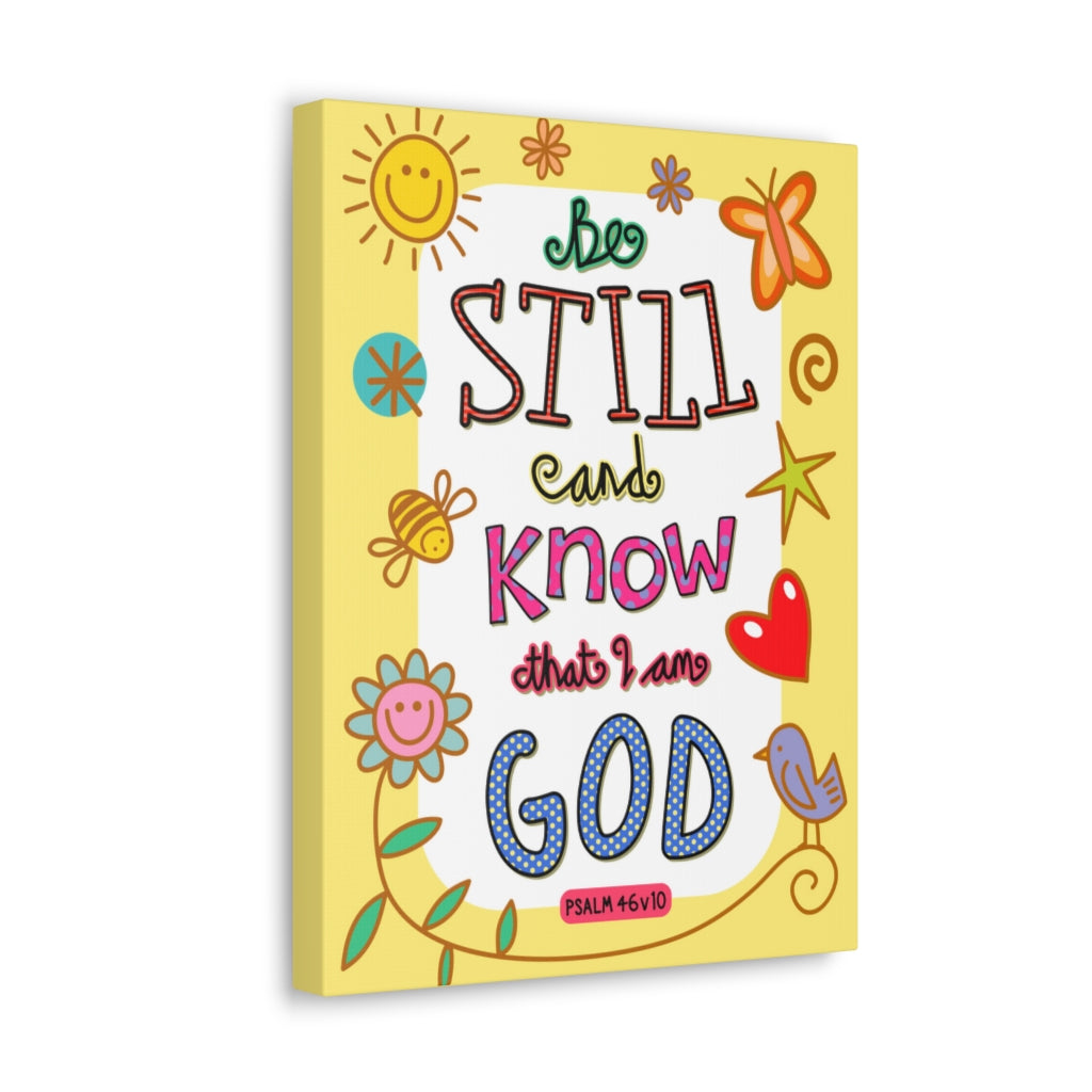 Scripture Walls Know That I Am God Colorful Psalm 46:10 Bible Verse Canvas Christian Wall Art Ready to Hang Unframed-Express Your Love Gifts