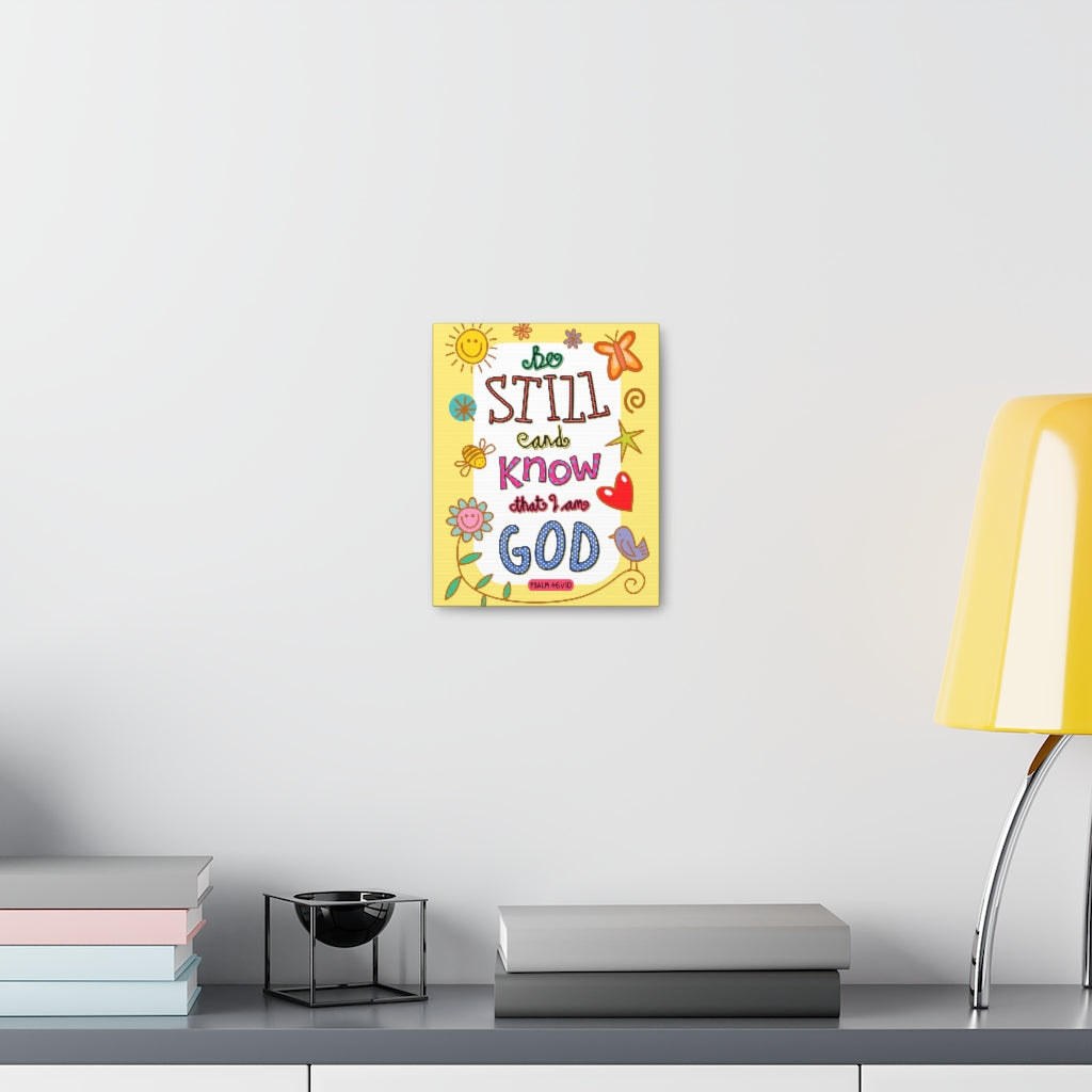 Scripture Walls Know That I Am God Colorful Psalm 46:10 Bible Verse Canvas Christian Wall Art Ready to Hang Unframed-Express Your Love Gifts