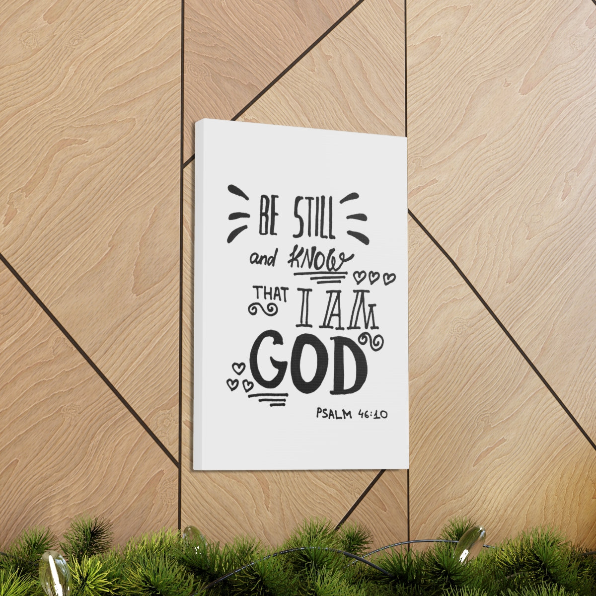 Scripture Walls Know That I Am God Psalm 46:10 White Bible Verse Canvas Christian Wall Art Ready to Hang Unframed-Express Your Love Gifts