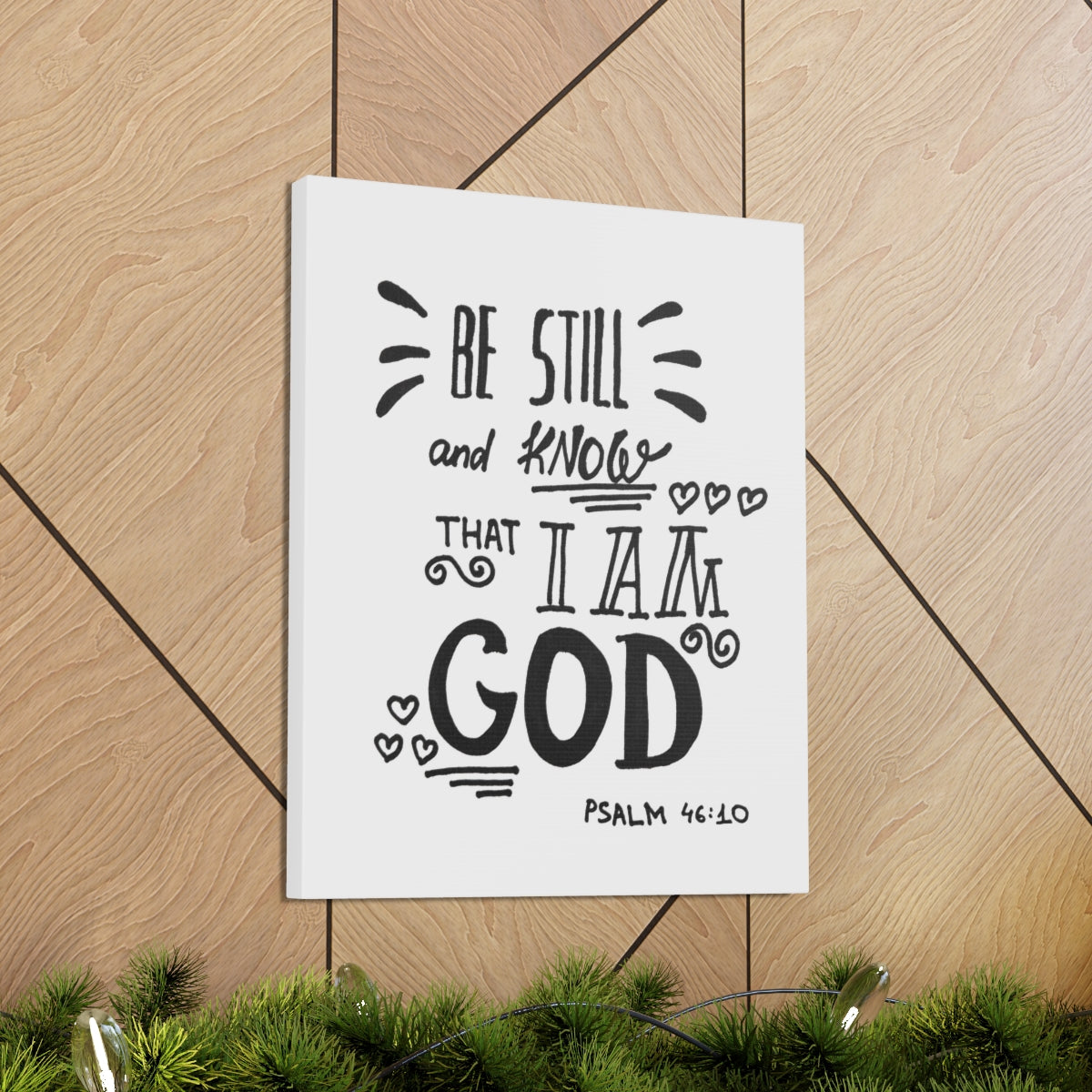 Scripture Walls Know That I Am God Psalm 46:10 White Bible Verse Canvas Christian Wall Art Ready to Hang Unframed-Express Your Love Gifts
