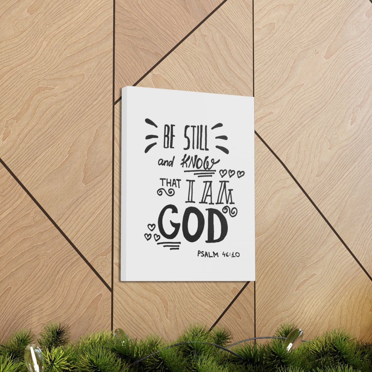 Scripture Walls Know That I Am God Psalm 46:10 White Bible Verse Canvas Christian Wall Art Ready to Hang Unframed-Express Your Love Gifts