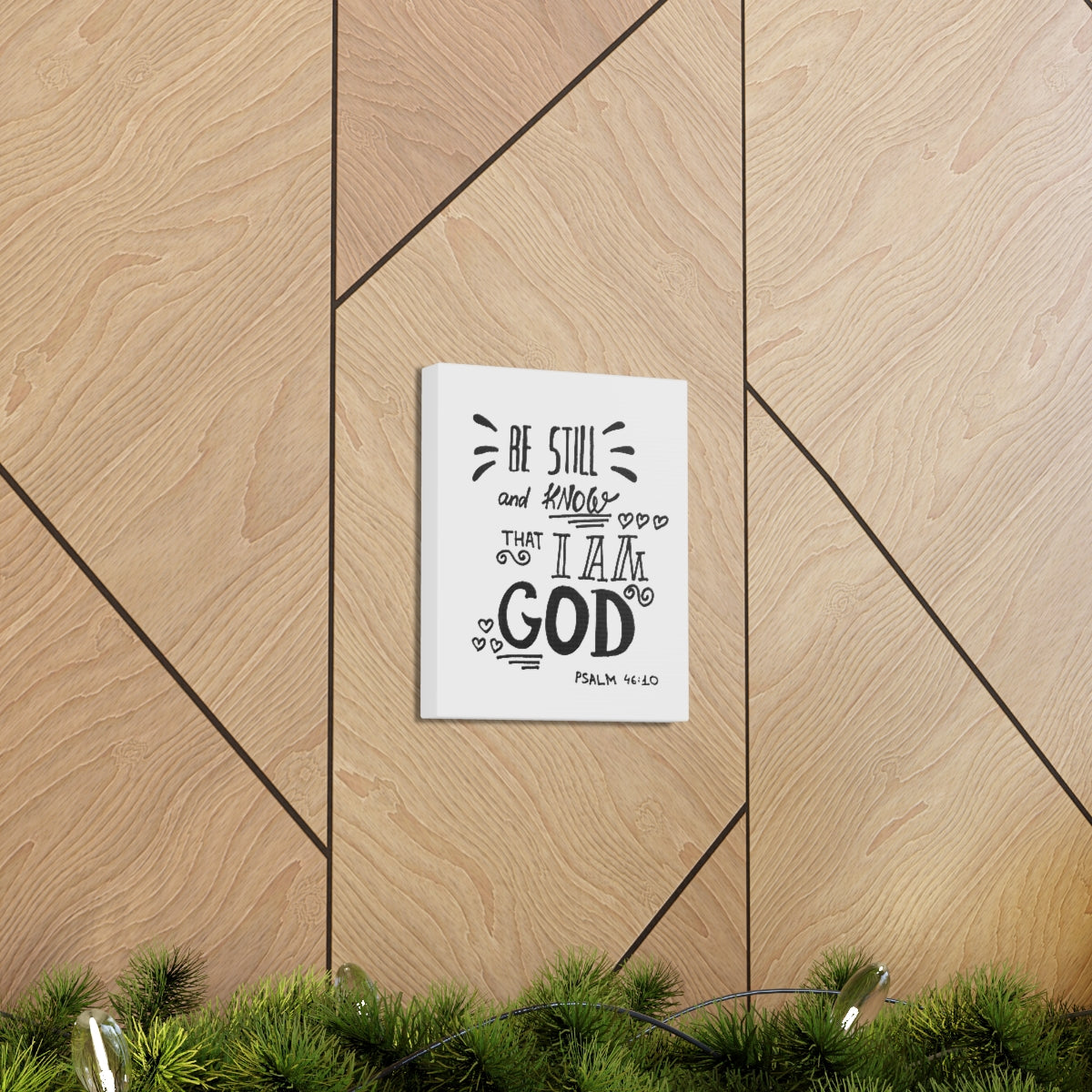 Scripture Walls Know That I Am God Psalm 46:10 White Bible Verse Canvas Christian Wall Art Ready to Hang Unframed-Express Your Love Gifts