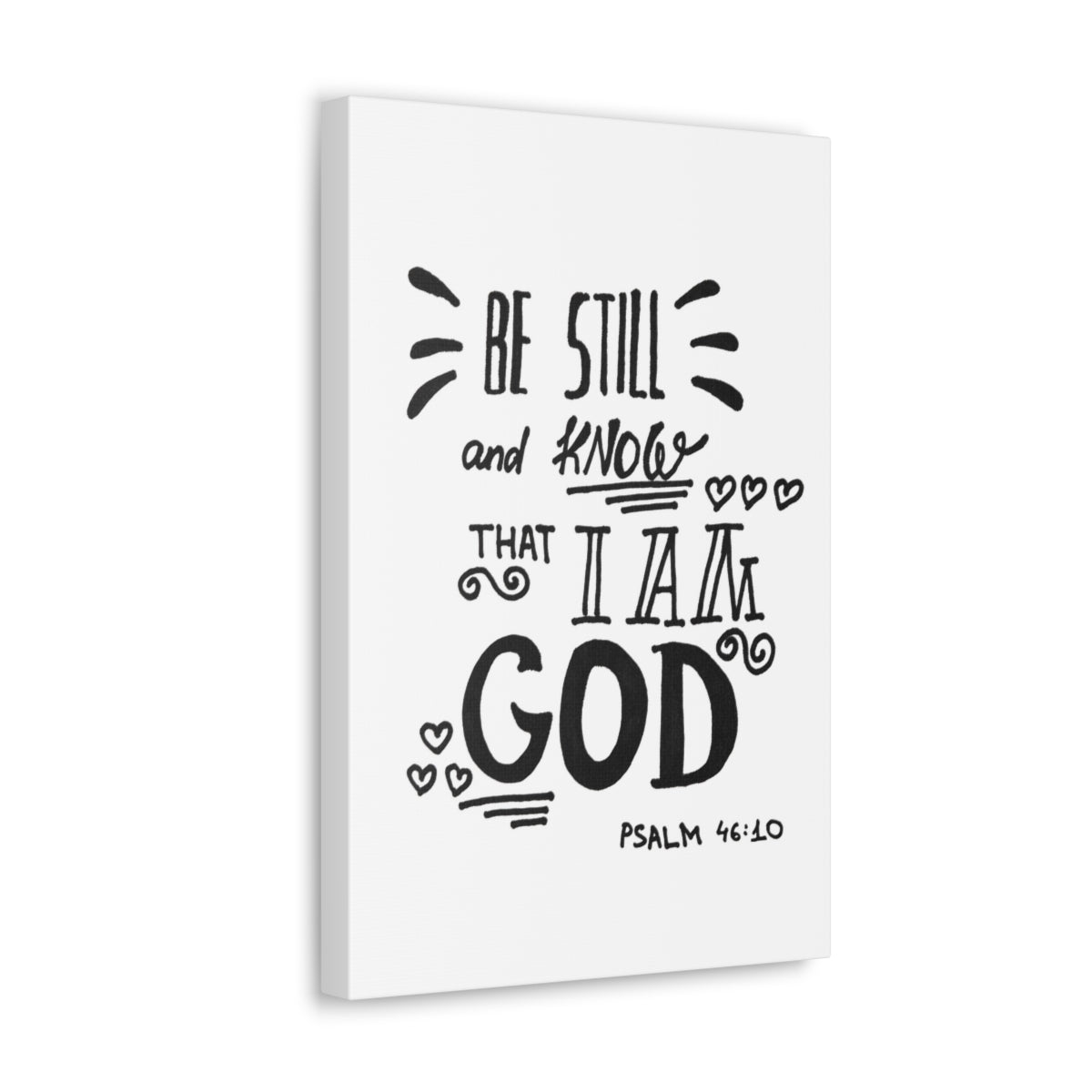 Scripture Walls Know That I Am God Psalm 46:10 White Bible Verse Canvas Christian Wall Art Ready to Hang Unframed-Express Your Love Gifts