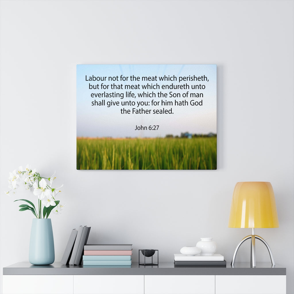 Scripture Walls Labour Not For The Meat John 6:27 Bible Verse Canvas Christian Wall Art Ready to Hang Unframed-Express Your Love Gifts