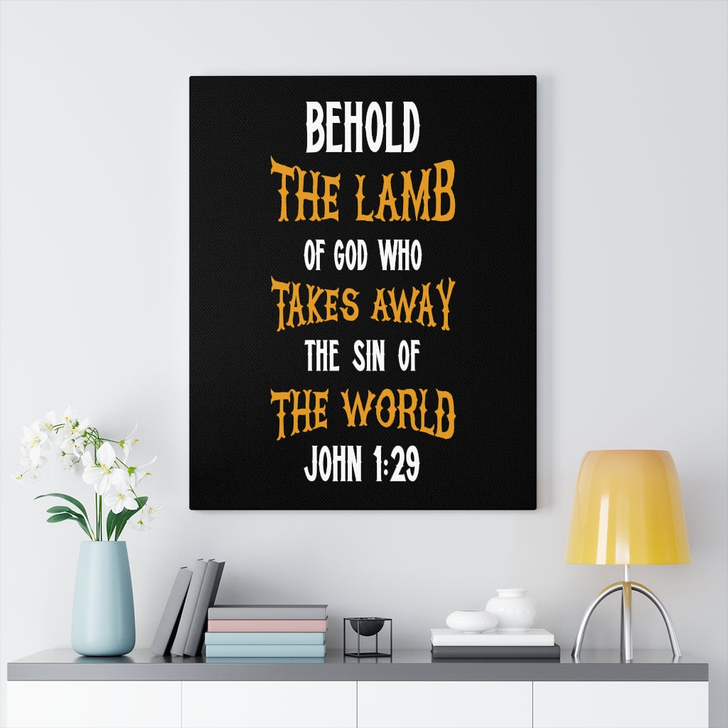 Scripture Walls Lamb of God John 1:29 Bible Verse Canvas Christian Wall Art Ready to Hang Unframed-Express Your Love Gifts